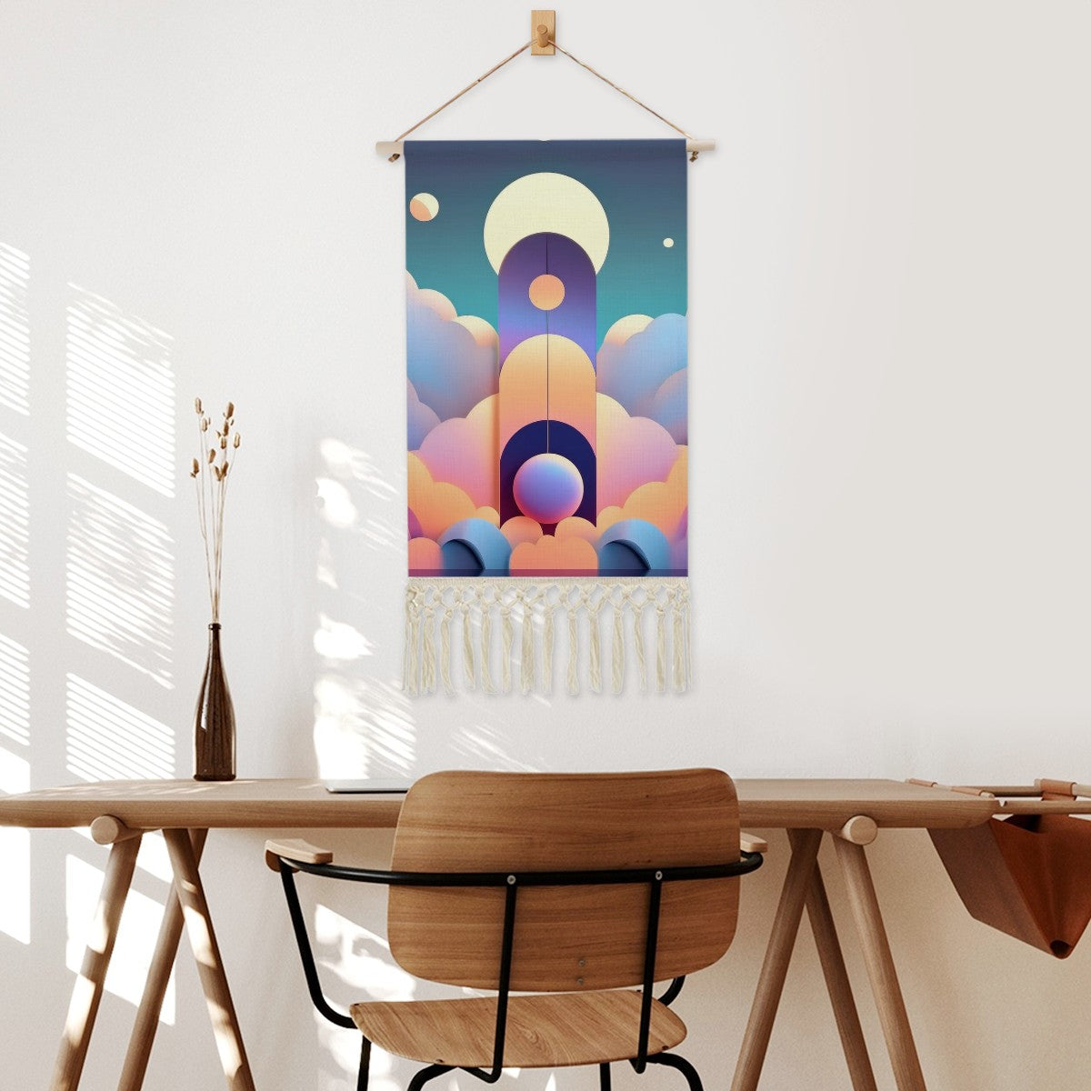 Astral Veil Wall Hanging | Pastel Cosmos Textile Art