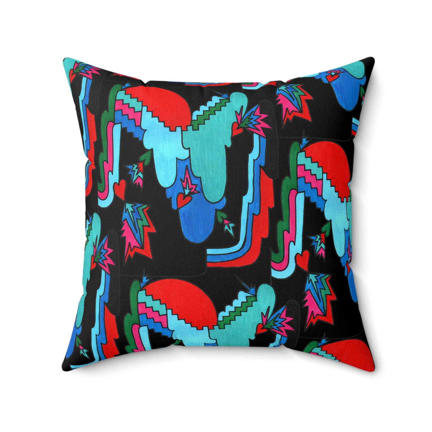 Pop Decoscape Moody Maximalist Abstract Artwork Throw Pillow | Jewel-Toned Eclectic Cushion