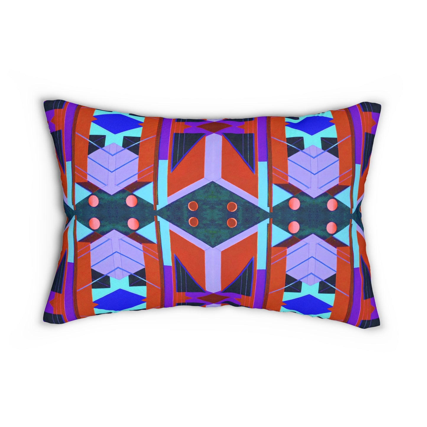 Pop Wild Geometric Colorful Eclectic Lumbar Pillow | Hand Drawn Abstract Maximalist Rectangular Cushion