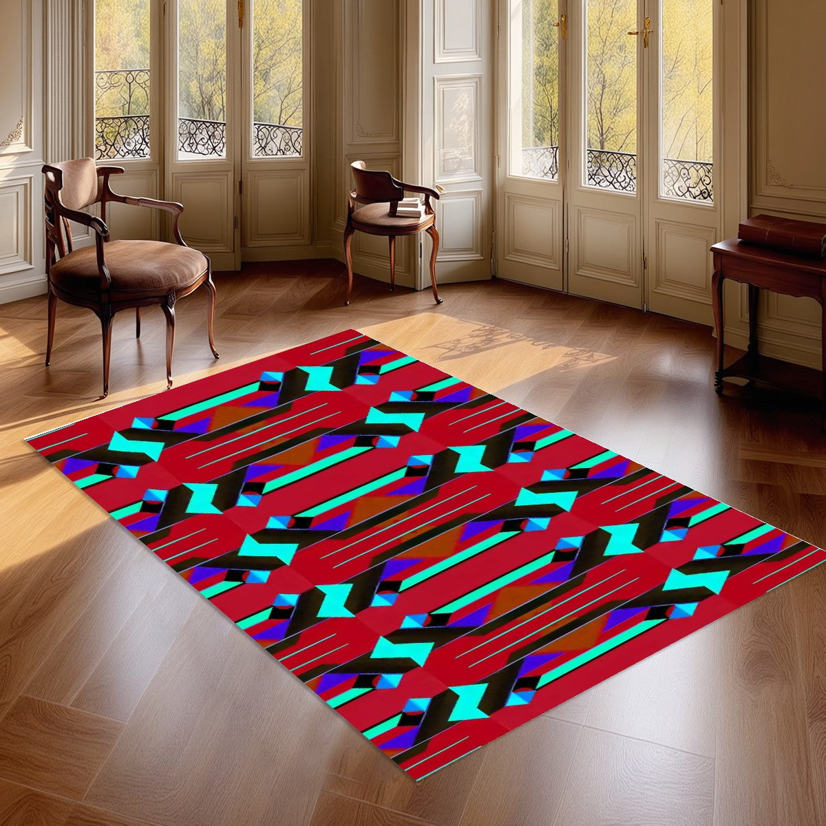 Pop Wild Geometric Colorful Abstract Area Rug (3x5) | Maximalist Eclectic Rug