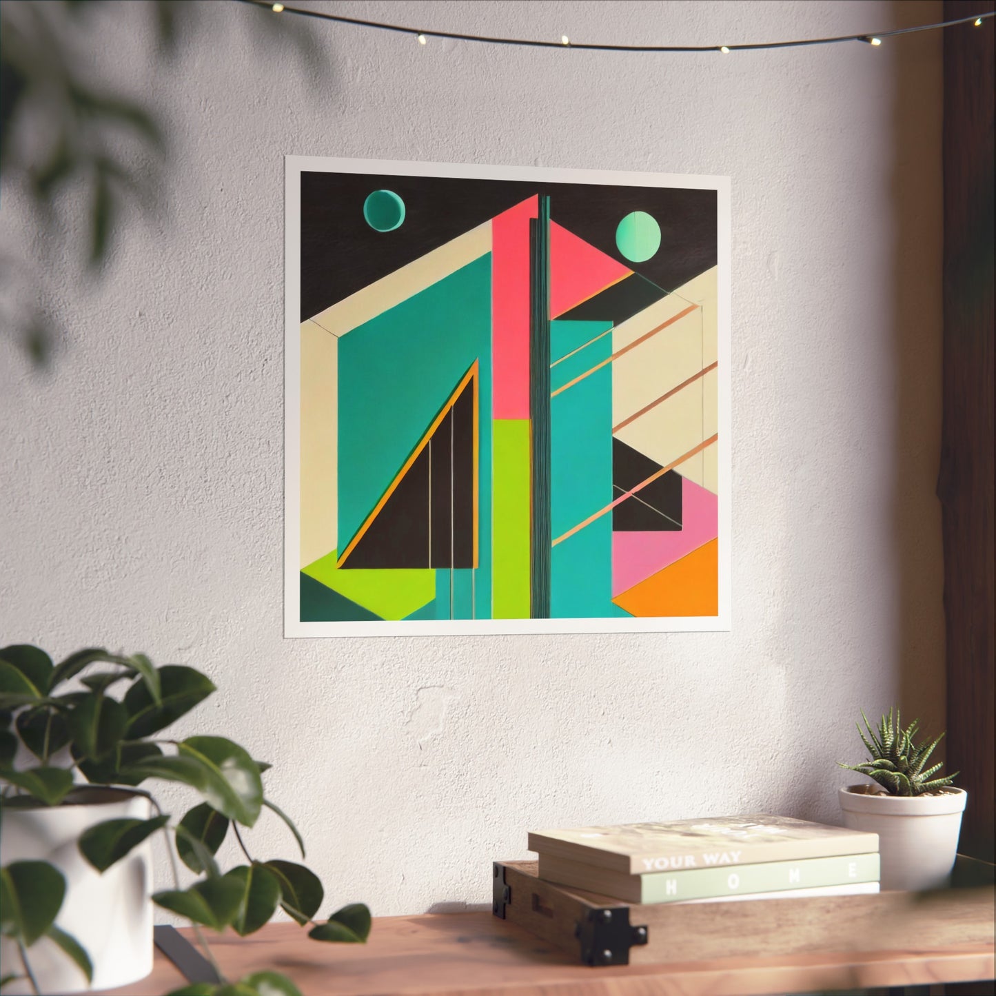 Colorful Abstract Geometric Matte Vertical Poster Modern Pop Art Deco Inspired Graphic Design