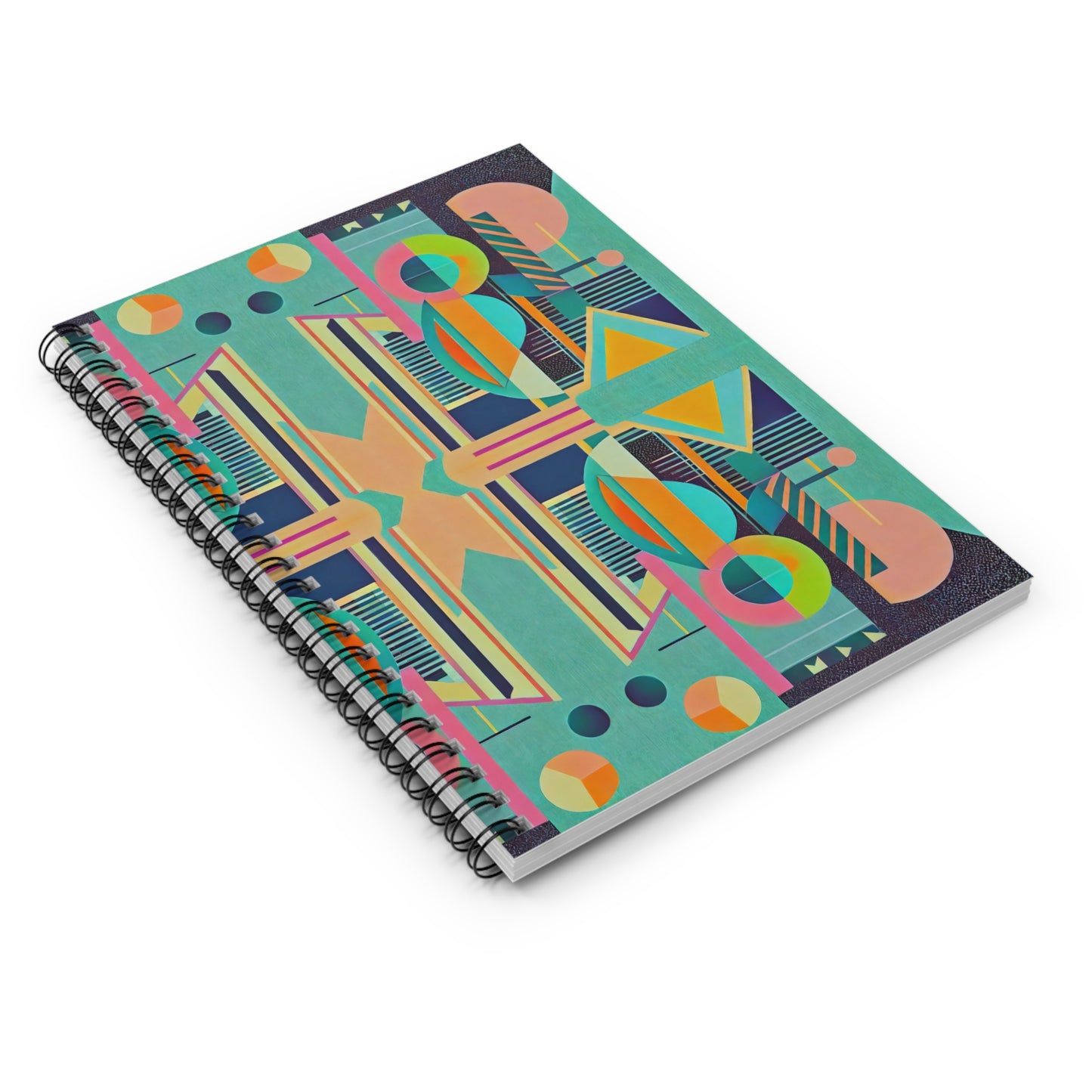 Colorful Abstract Geometric Journal Graphic Art Deco Vibe Spiral Notebook - Ruled Line