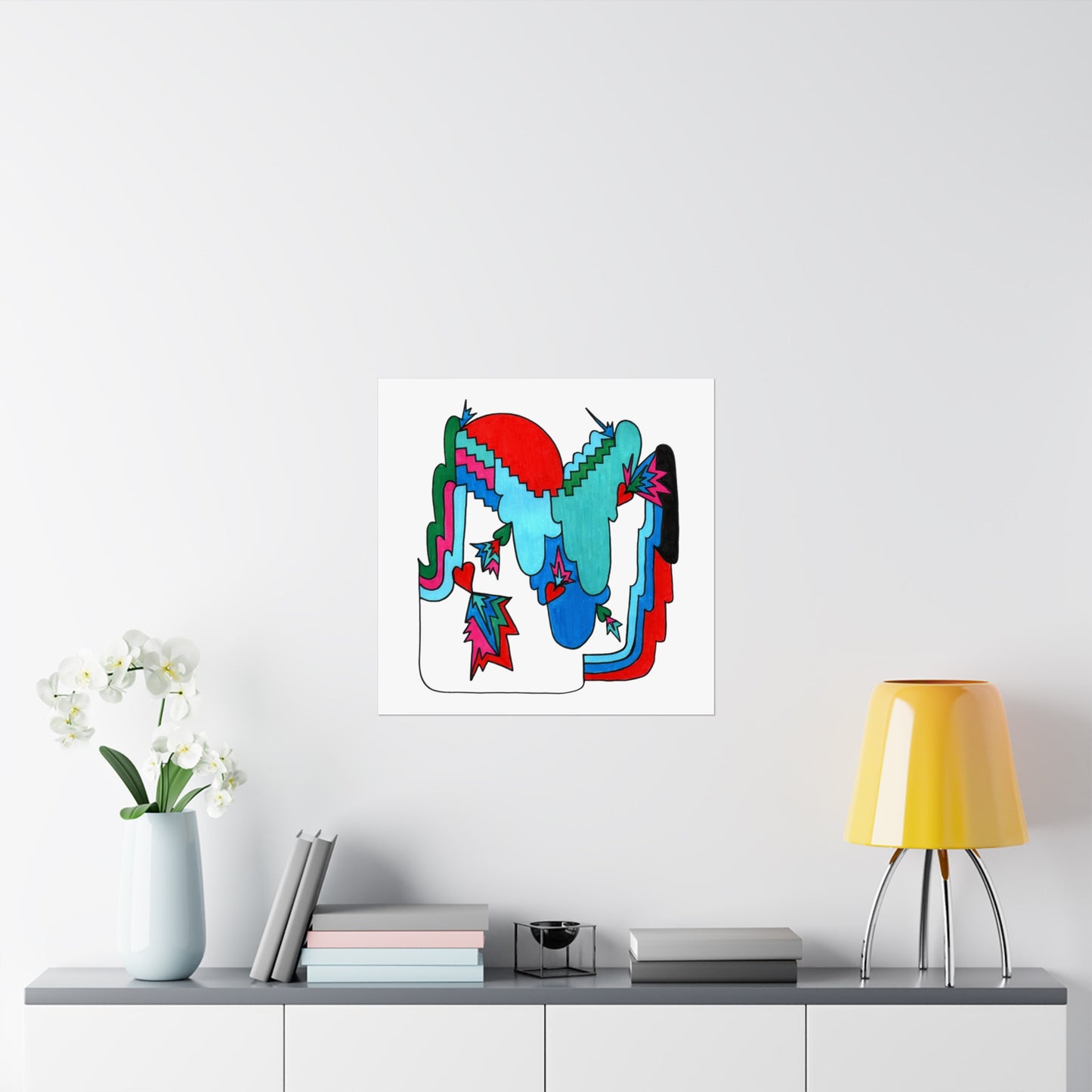Colorful Abstract Geometric Wall Art Pop Deco Hand Drawn Matte Vertical Posters