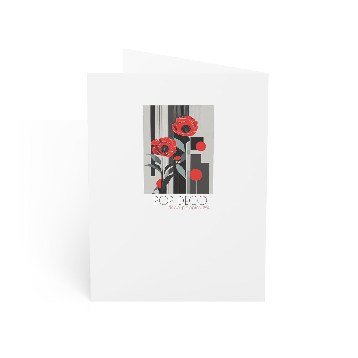 Abstract Flower Birthday Card Art Deco Red Poppies Note Card Red Flowers Art Deco Poppy Minimalist Red Flower Card for Mother's Day Card