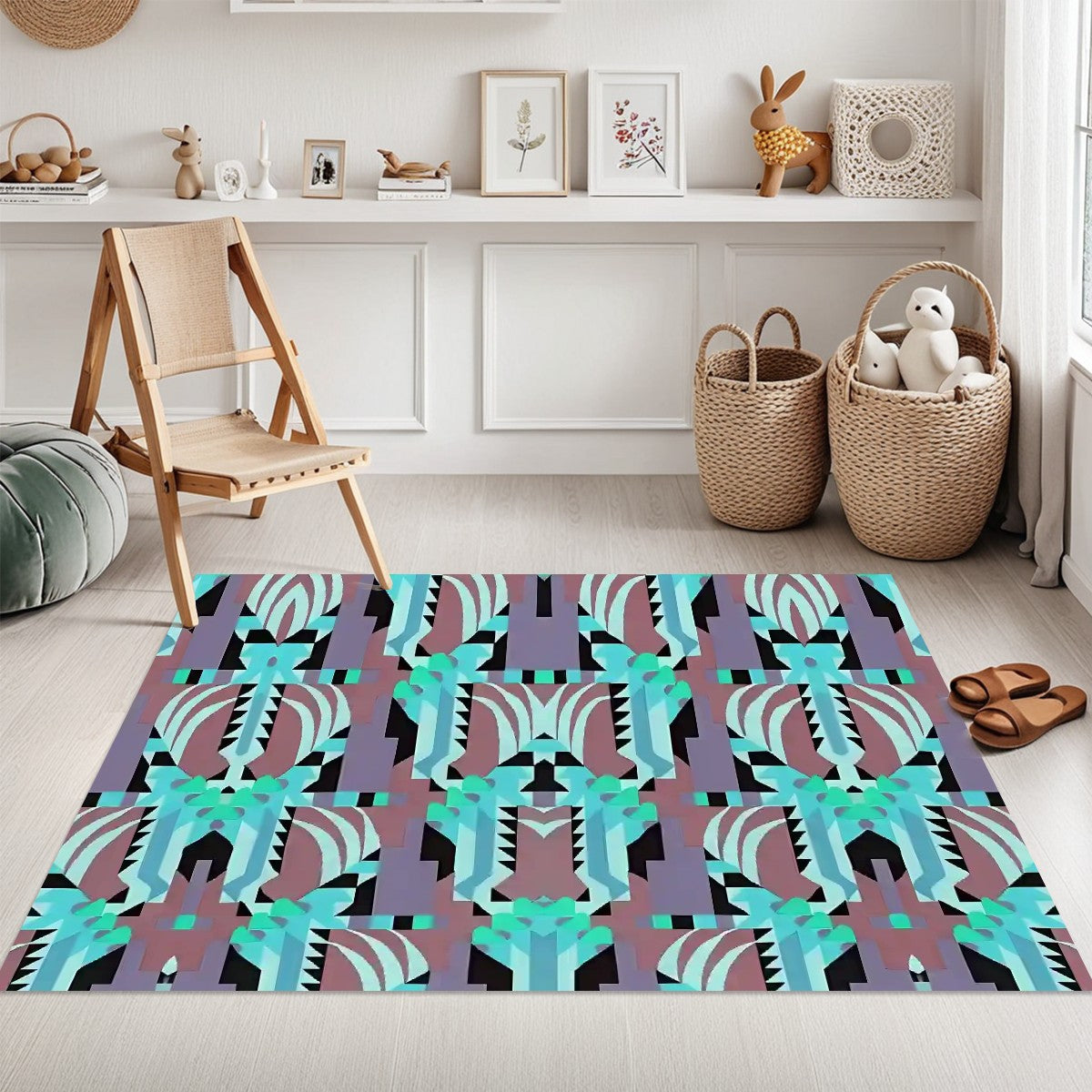 Kaleidoscope Reimagined Colorful Abstract Area Rug (3x5) - Boho Eclectic Rug