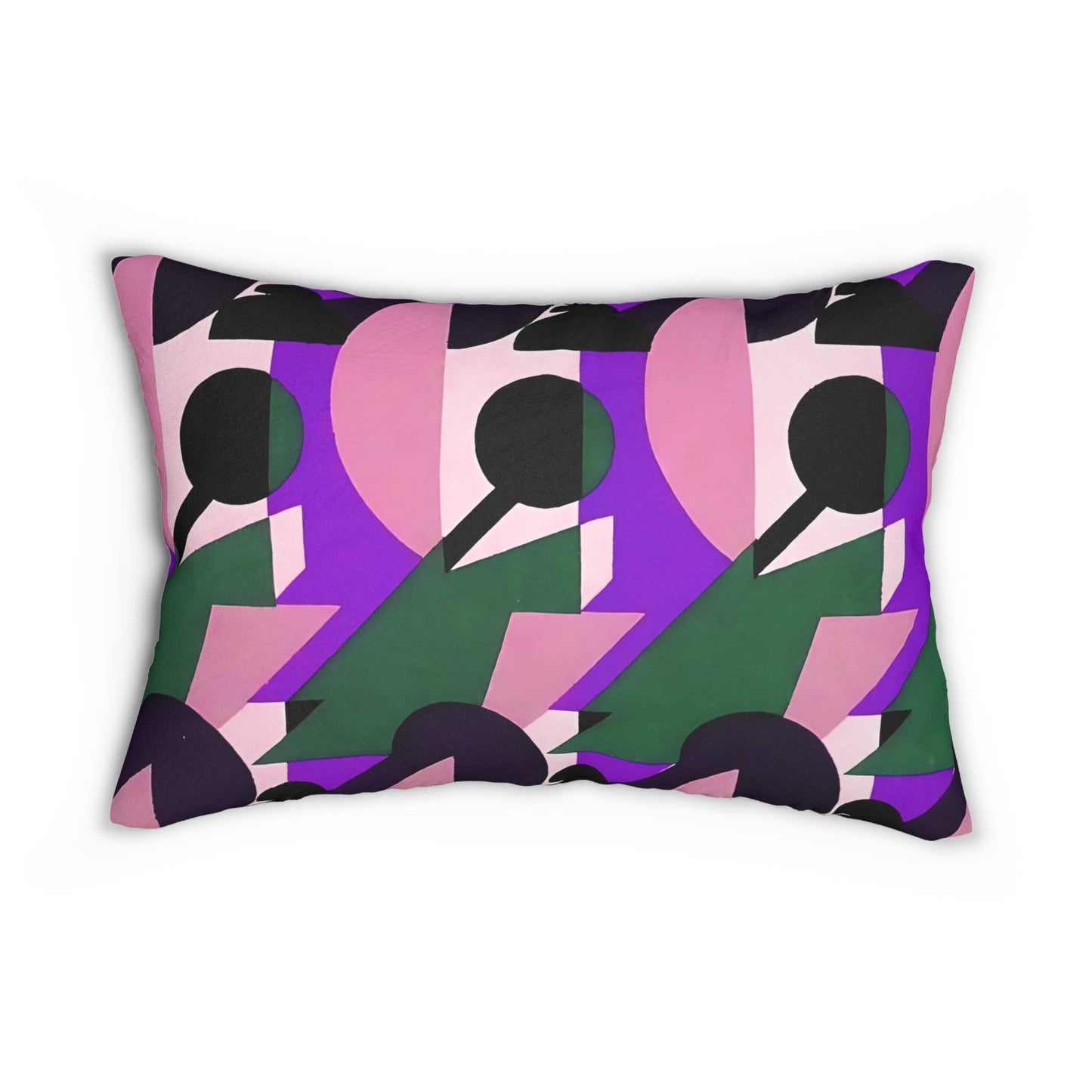 Kaleidoscope Reimagined Colorful Pink and Green Lumbar Pillow | Abstract Maximalist Rectangular Cushion