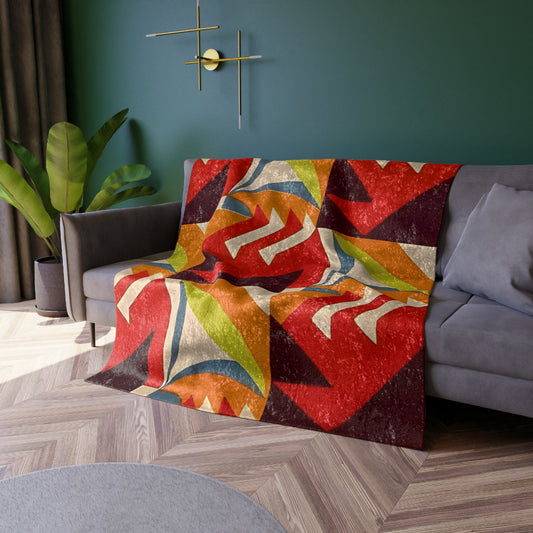 Art Deco Geometric Velvet Blanket – Bold & Statement-Making