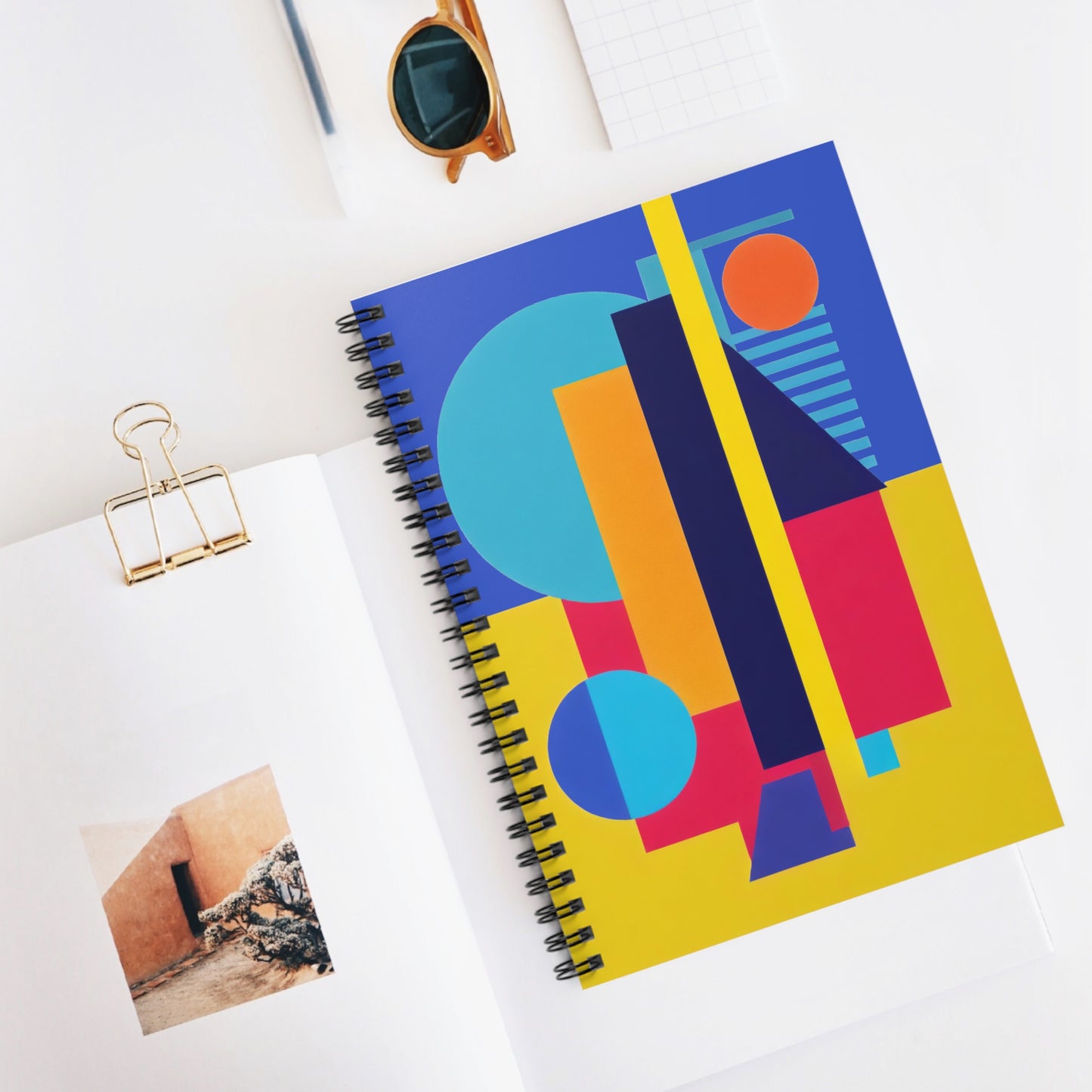 Colorful Abstract Geometric Journal Graphic Art Deco Vibe Spiral Notebook - Ruled Line