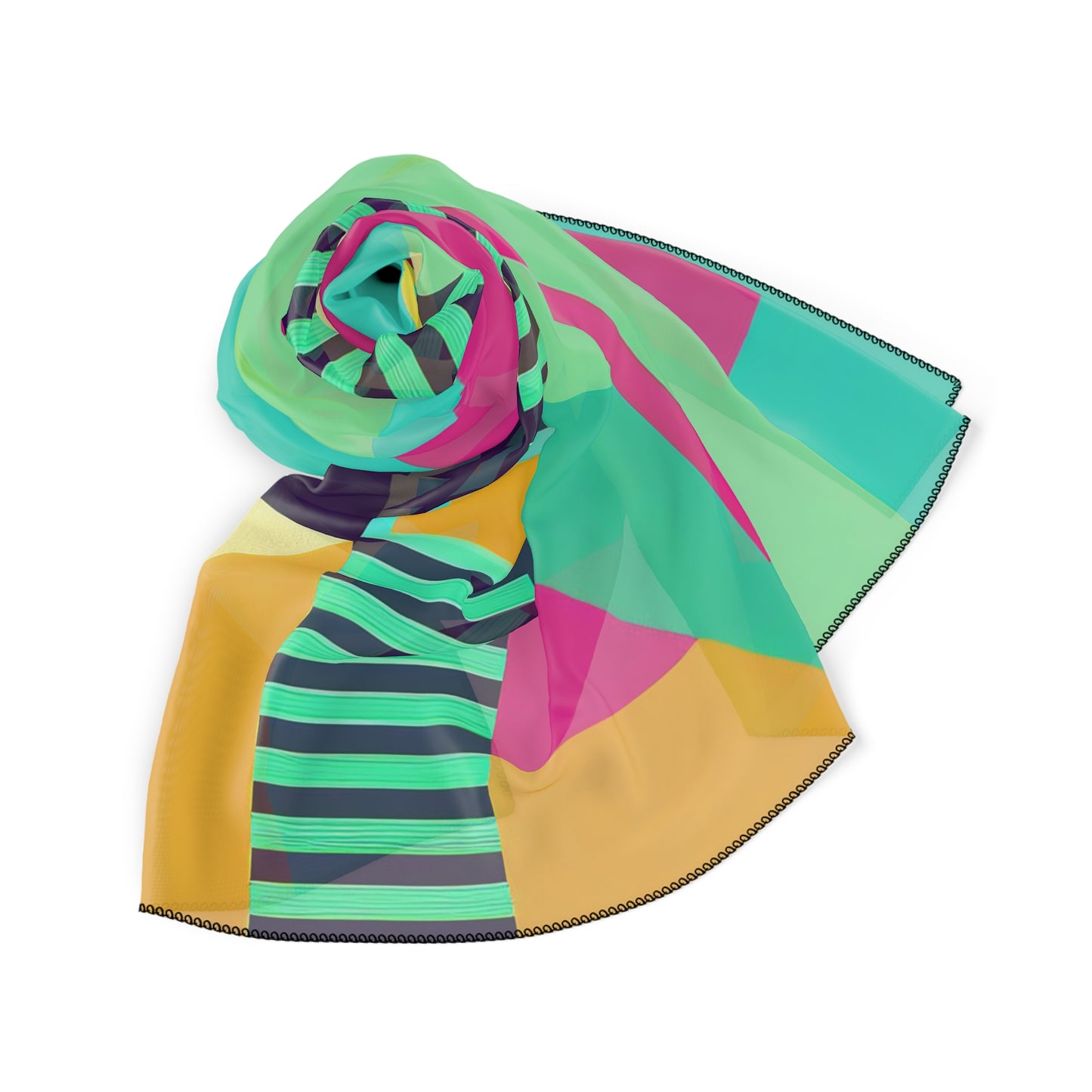 Colorful Art Deco Headscarf Abstract Geometric Bandana Sheer Modern Art Headtie