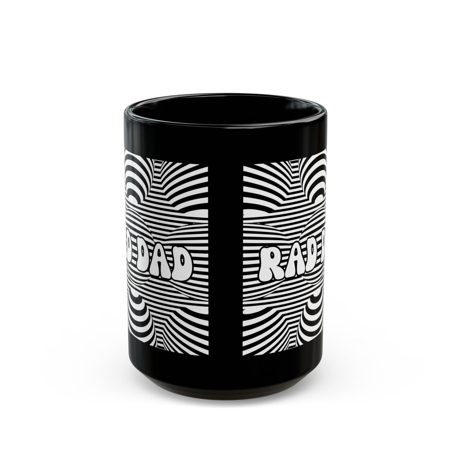 Rad Dad Abstract Black Mug Gift for Dad Geometric Retro Coffee Mug Cool Father's Day Mug Trippy Black and White Present for Dad (11oz, 15oz)