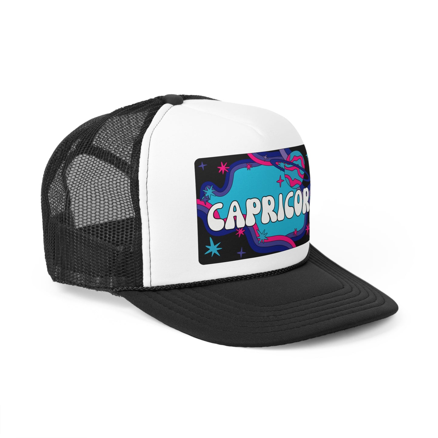 Retro Vibes CAPRICORN Groovy Vintage Zodiac Birthday Astrology Trucker Hat