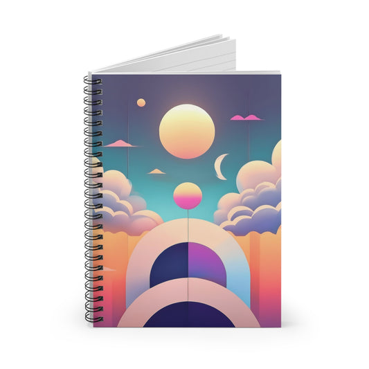 Cosmic Moon Pastel Aesthetic Journal Dreamy Sky Spiral Notebook - Ruled Line