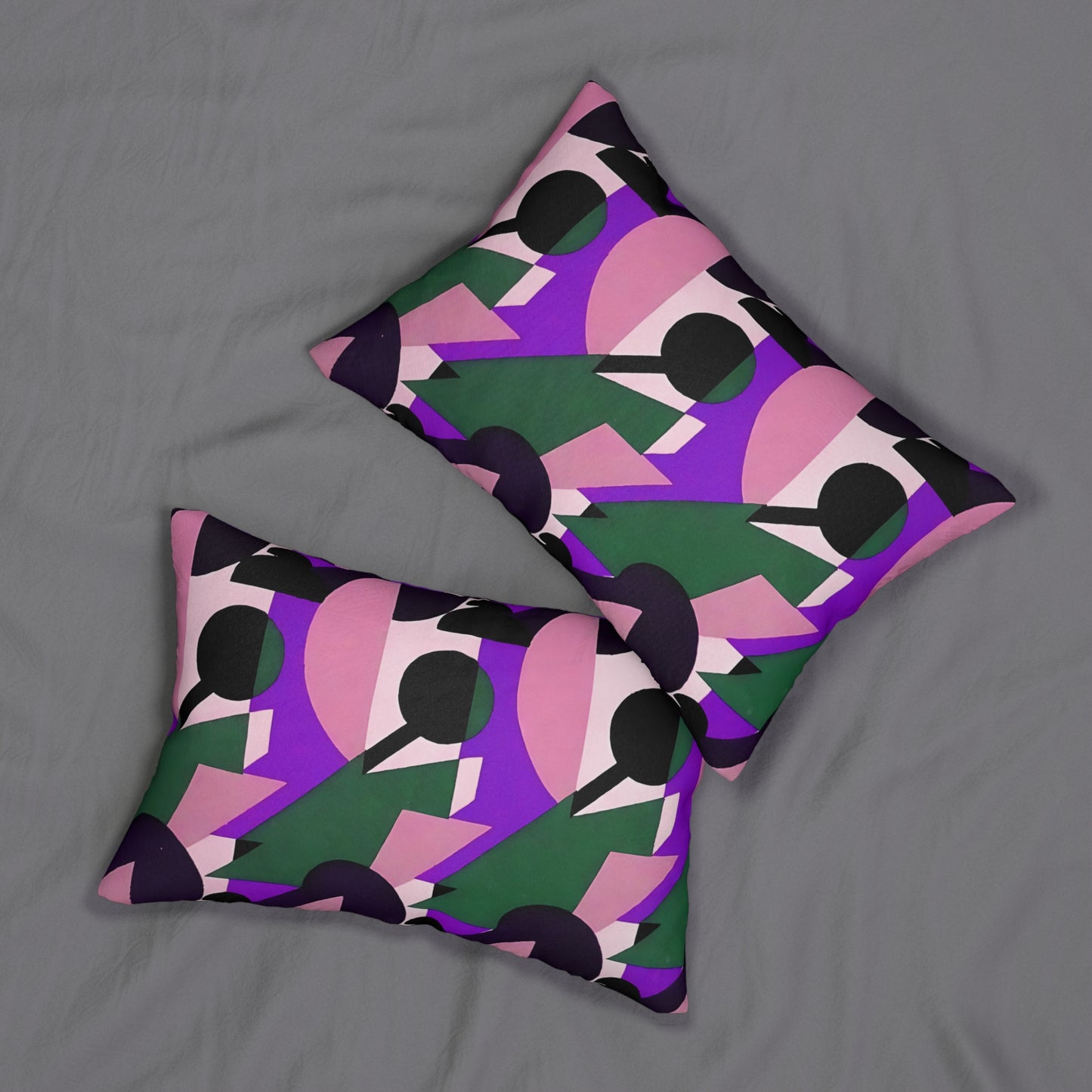 Kaleidoscope Reimagined Colorful Pink and Green Lumbar Pillow | Abstract Maximalist Rectangular Cushion