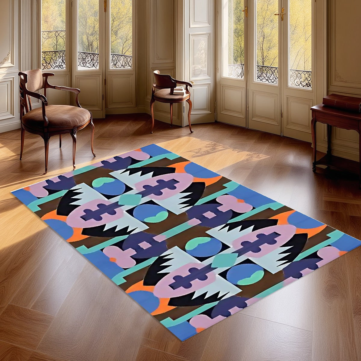 Kaleidoscope Reimagined Colorful Abstract Area Rug (3x5) - Boho Eclectic Rug