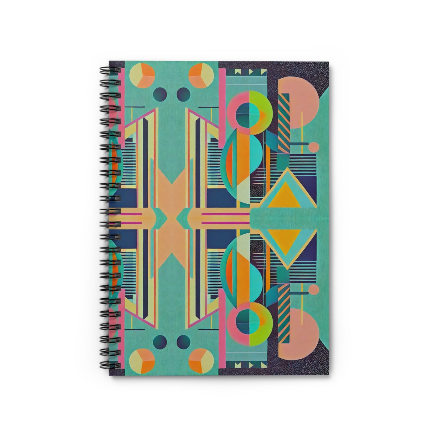 Colorful Abstract Geometric Journal Graphic Art Deco Vibe Spiral Notebook - Ruled Line