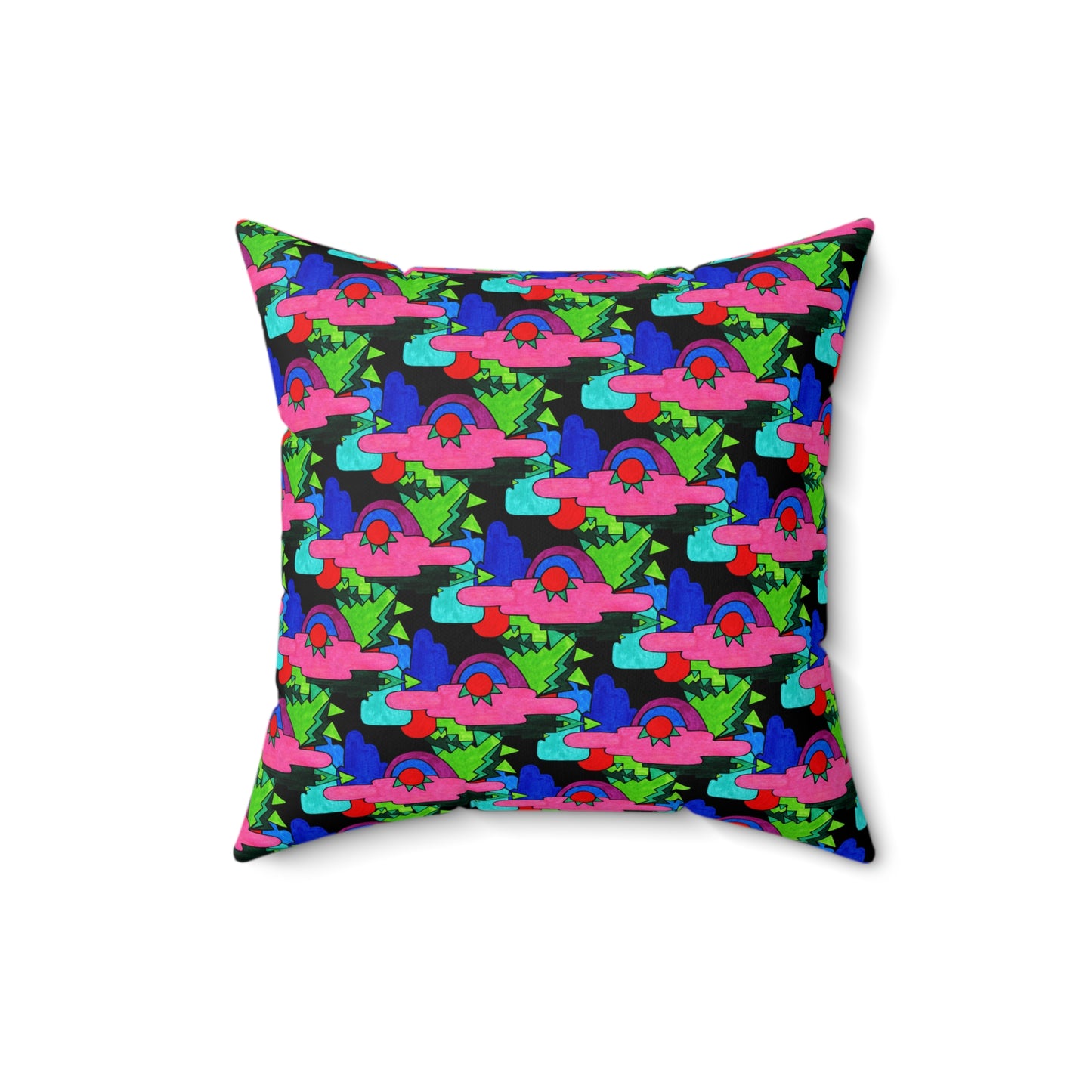 Colorful Abstract Pop Art Deco Drawing Maximalist Decor Square Pillow - Multiple Sizes