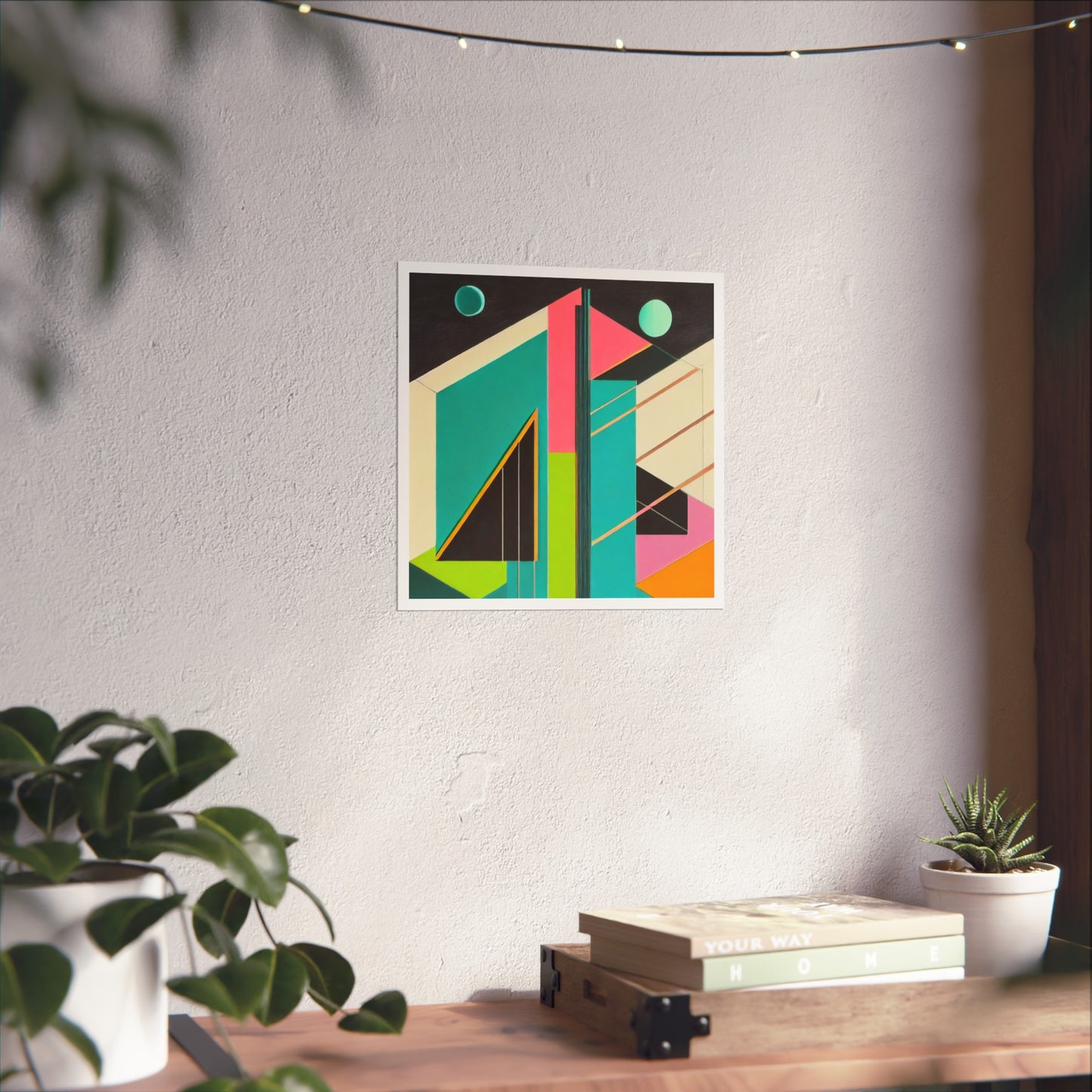 Colorful Abstract Geometric Matte Vertical Poster Modern Pop Art Deco Inspired Graphic Design