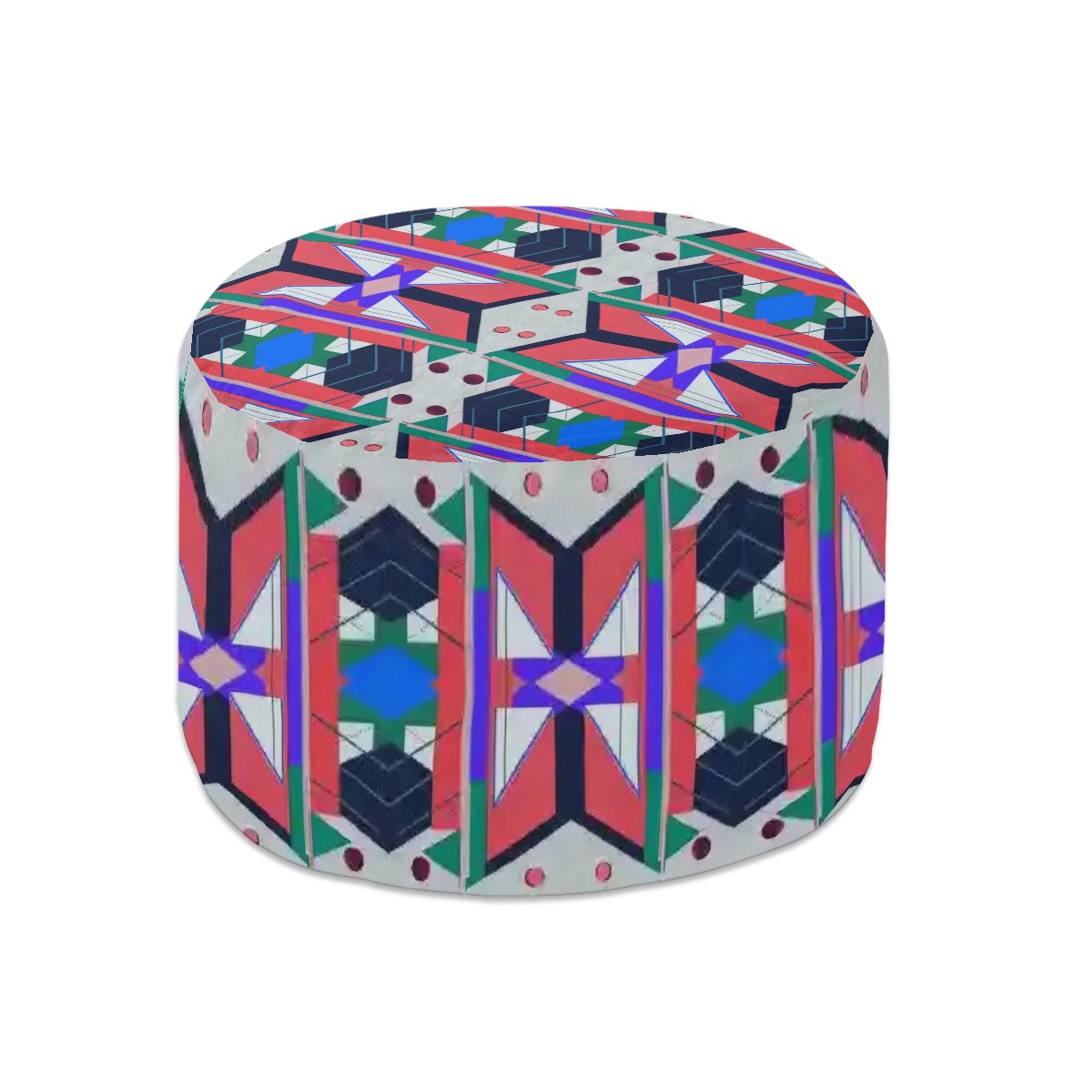 Pop Wild Geometric Colorful Patterned Pouf Ottoman