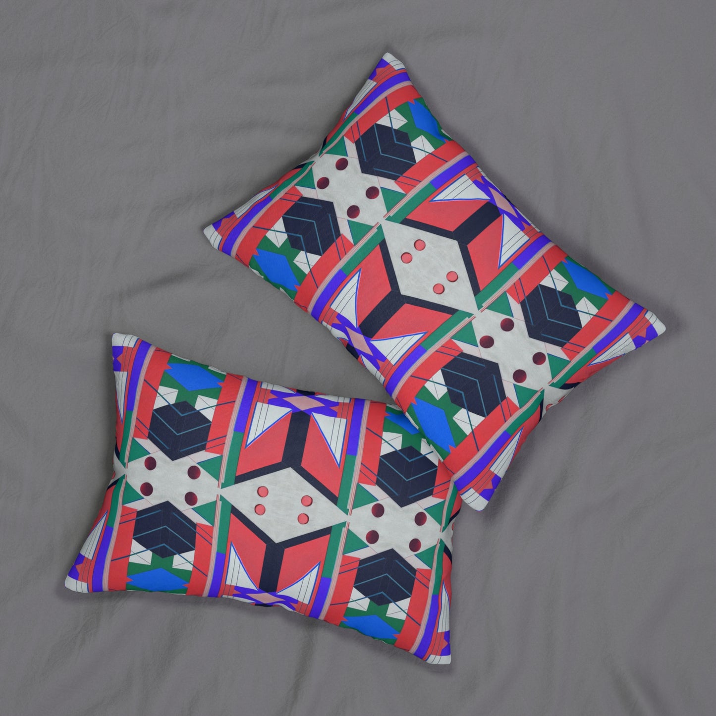 Pop Wild Geometric Colorful Eclectic Lumbar Pillow | Hand Drawn Abstract Maximalist Rectangular Cushion