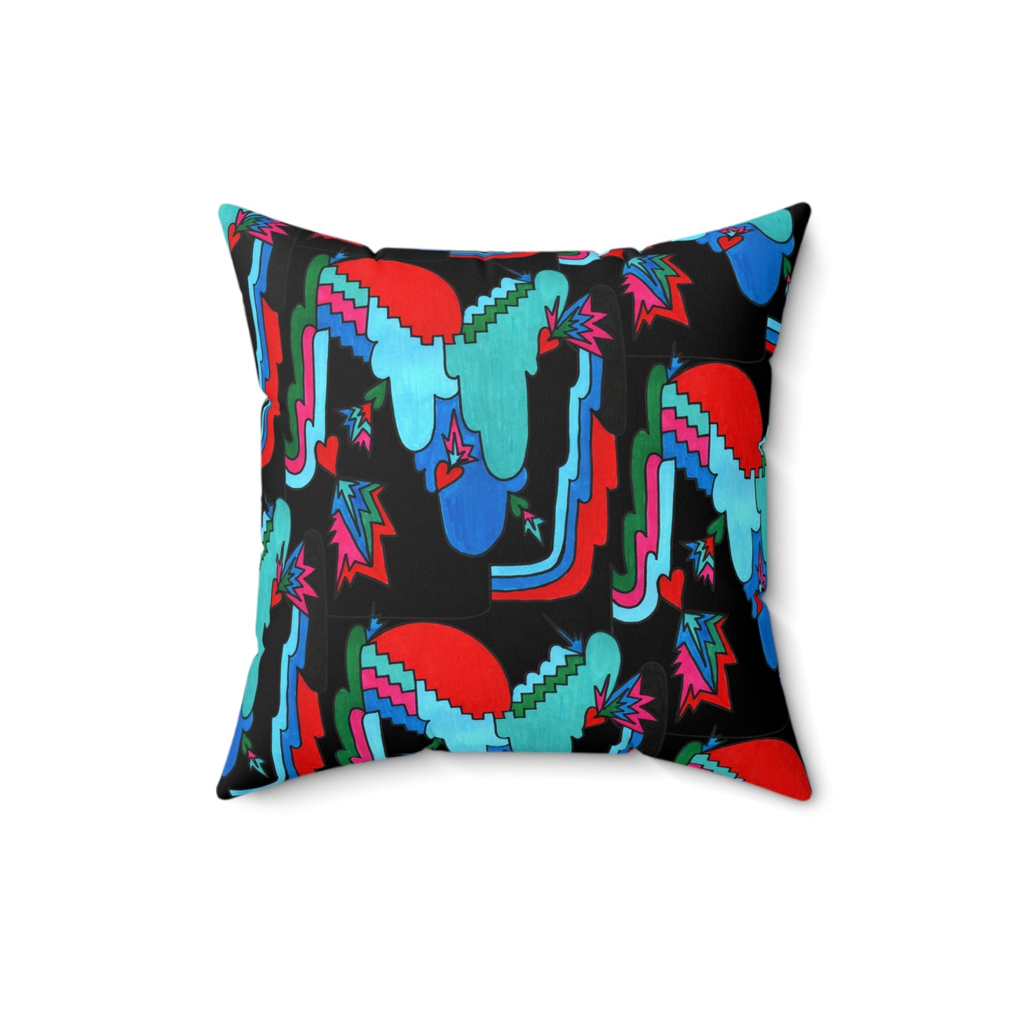 Pop Decoscape Moody Maximalist Abstract Artwork Throw Pillow | Jewel-Toned Eclectic Cushion