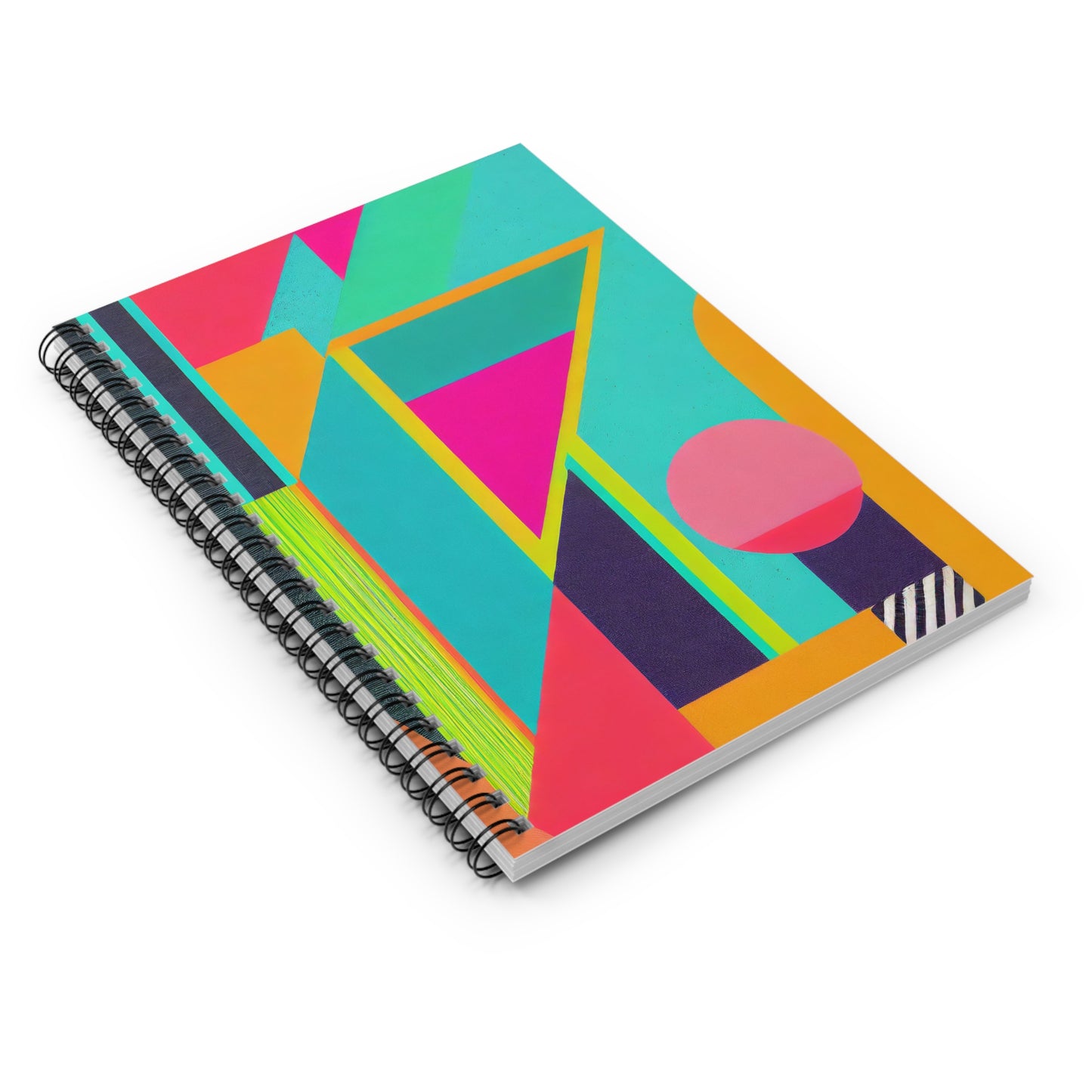 Colorful Abstract Geometric Journal Graphic Art Deco Vibe Spiral Notebook - Ruled Line