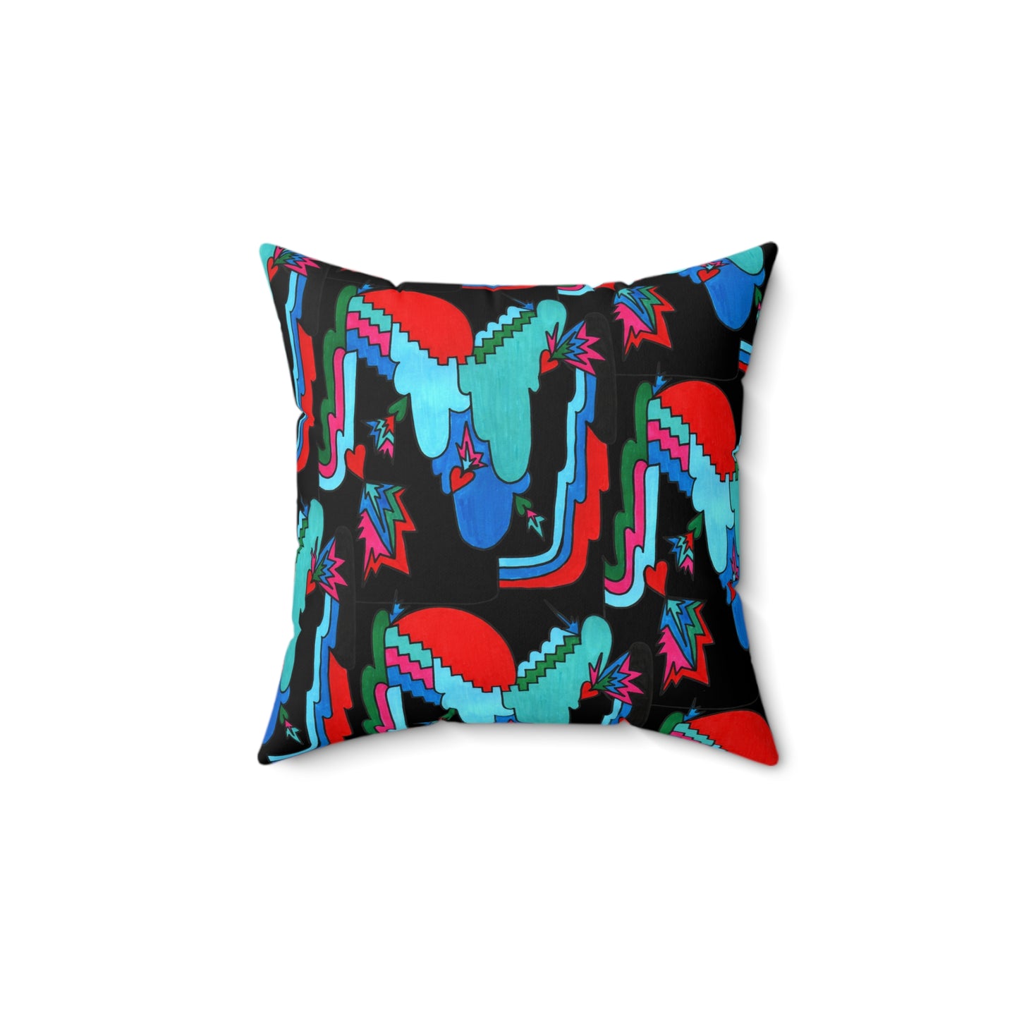 Pop Decoscape Moody Maximalist Abstract Artwork Throw Pillow | Jewel-Toned Eclectic Cushion