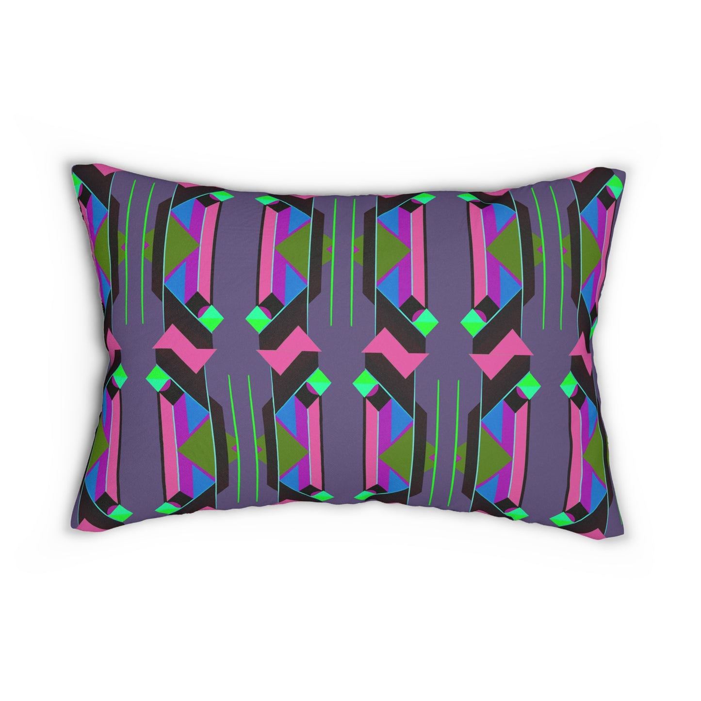 Pop Wild Geometric Colorful Eclectic Lumbar Pillow | Hand Drawn Abstract Maximalist Rectangular Cushion