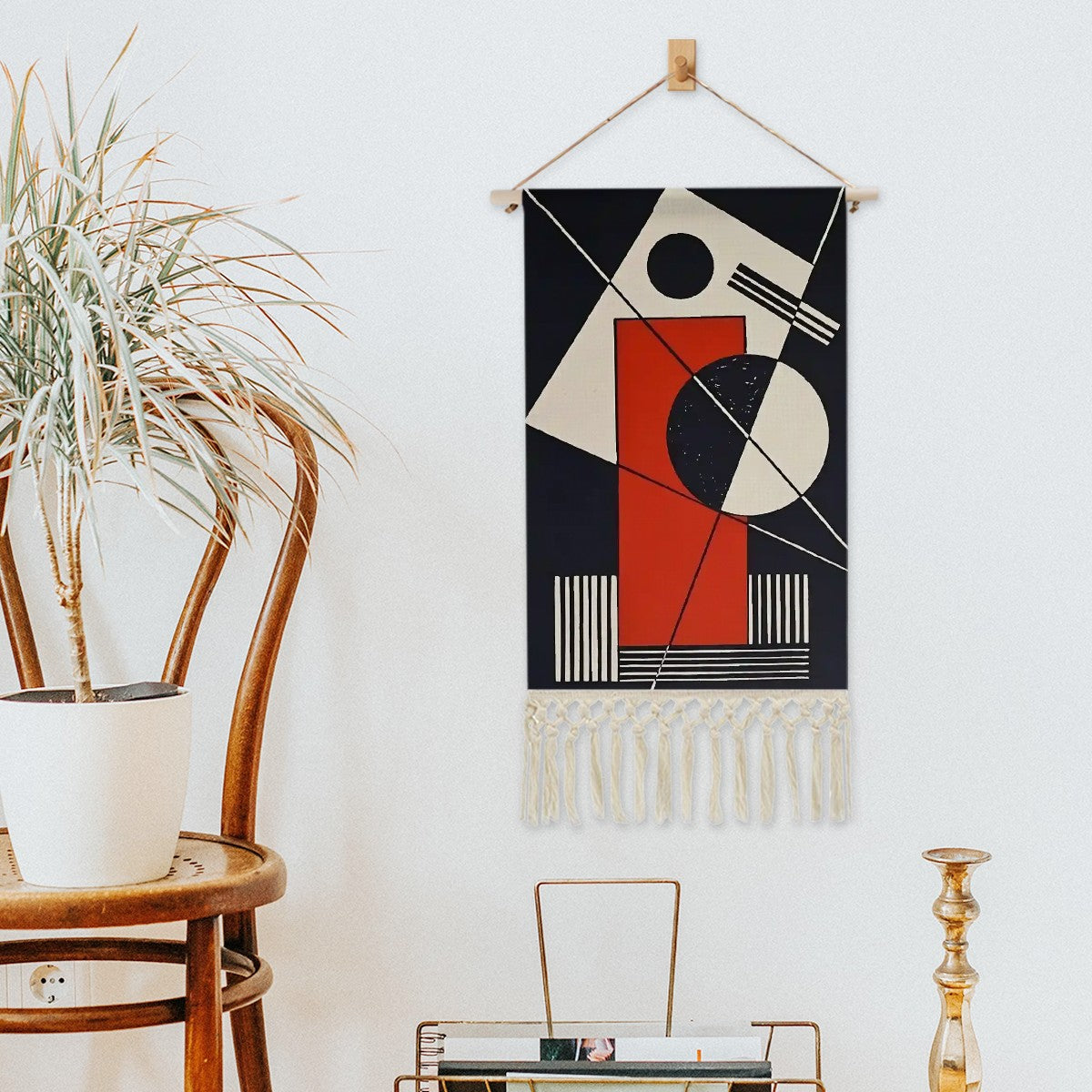 Constructivist Mirage Wall Hanging | Modernist Abstract Cotton Linen Tapestry