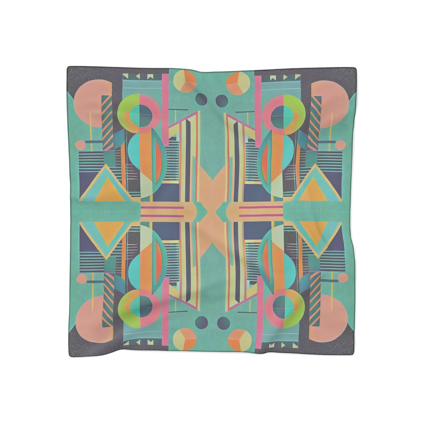 Wild Colorful Art Deco Headscarf, Abstract Geometric Bandana, Sheer Modern Art Scarf, Asymmetrical Pattern Scarves, All Over Print Wrap