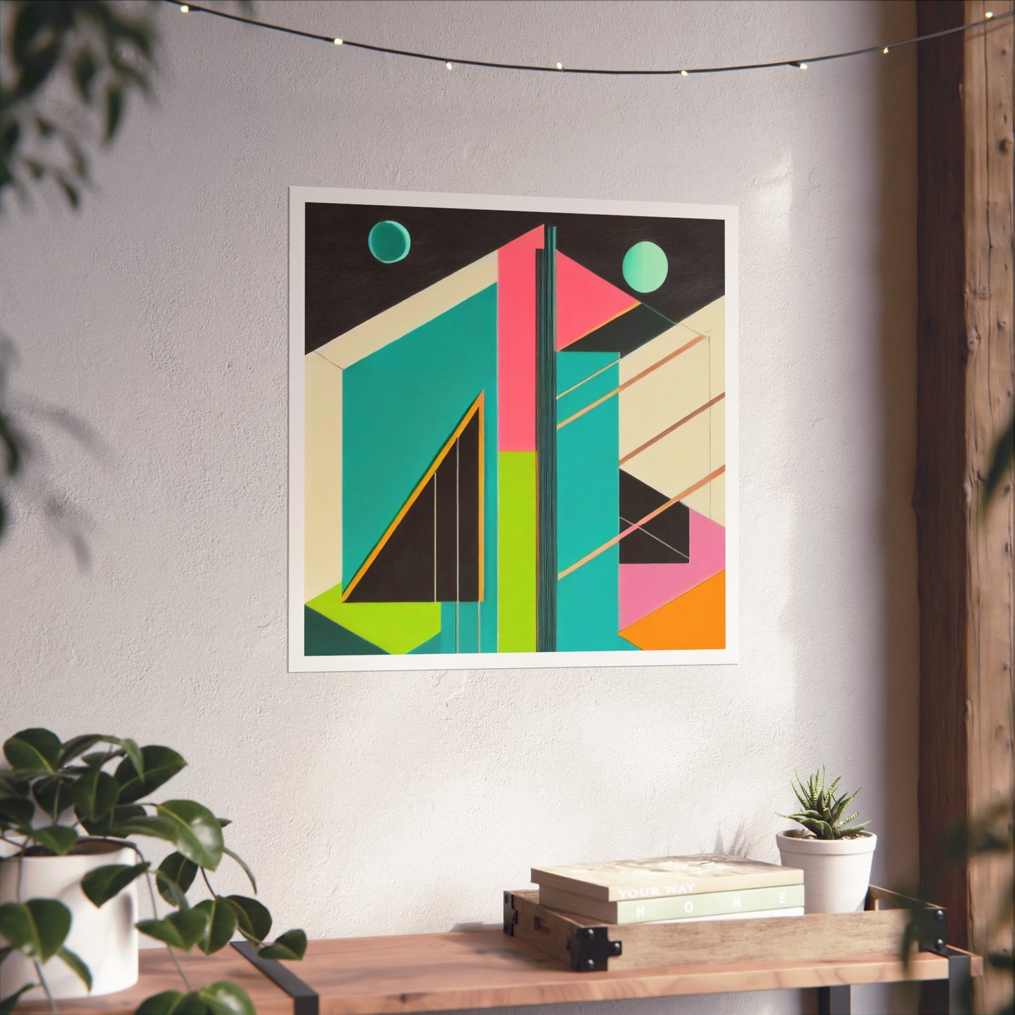 Colorful Abstract Geometric Matte Vertical Poster Modern Pop Art Deco Inspired Graphic Design