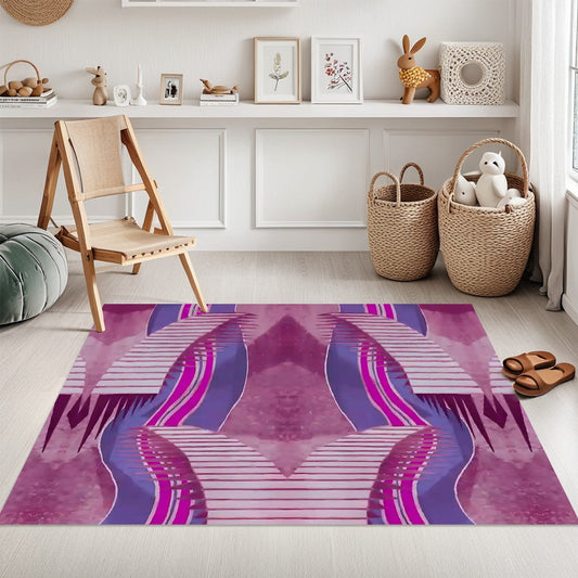 Pretty Prismes Colorful Abstract Area Rug (3x5) - Boho Eclectic Low Pile Rug