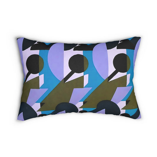 Kaleidoscope Reimagined Colorful Blue and Purple Lumbar Pillow | Abstract Maximalist Rectangular Cushion