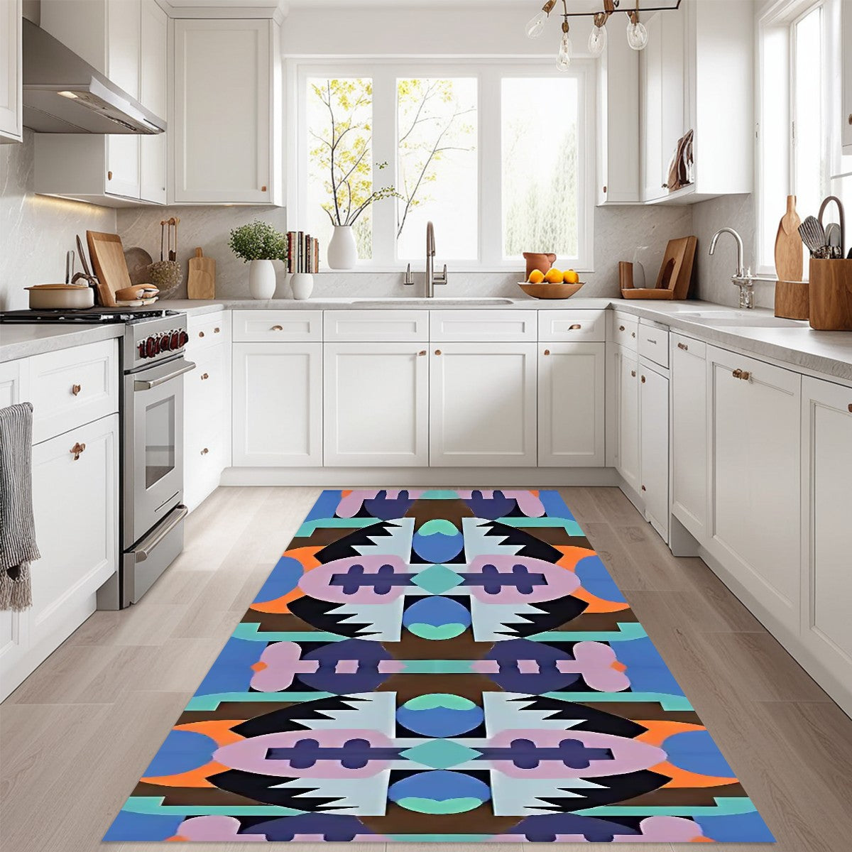 Kaleidoscope Reimagined Colorful Abstract Area Rug (3x5) - Boho Eclectic Rug