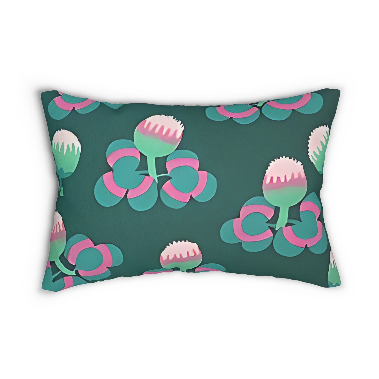 Deco Floral Colorful Lumbar Pillow | Abstract Flowers Rectangular Cushion