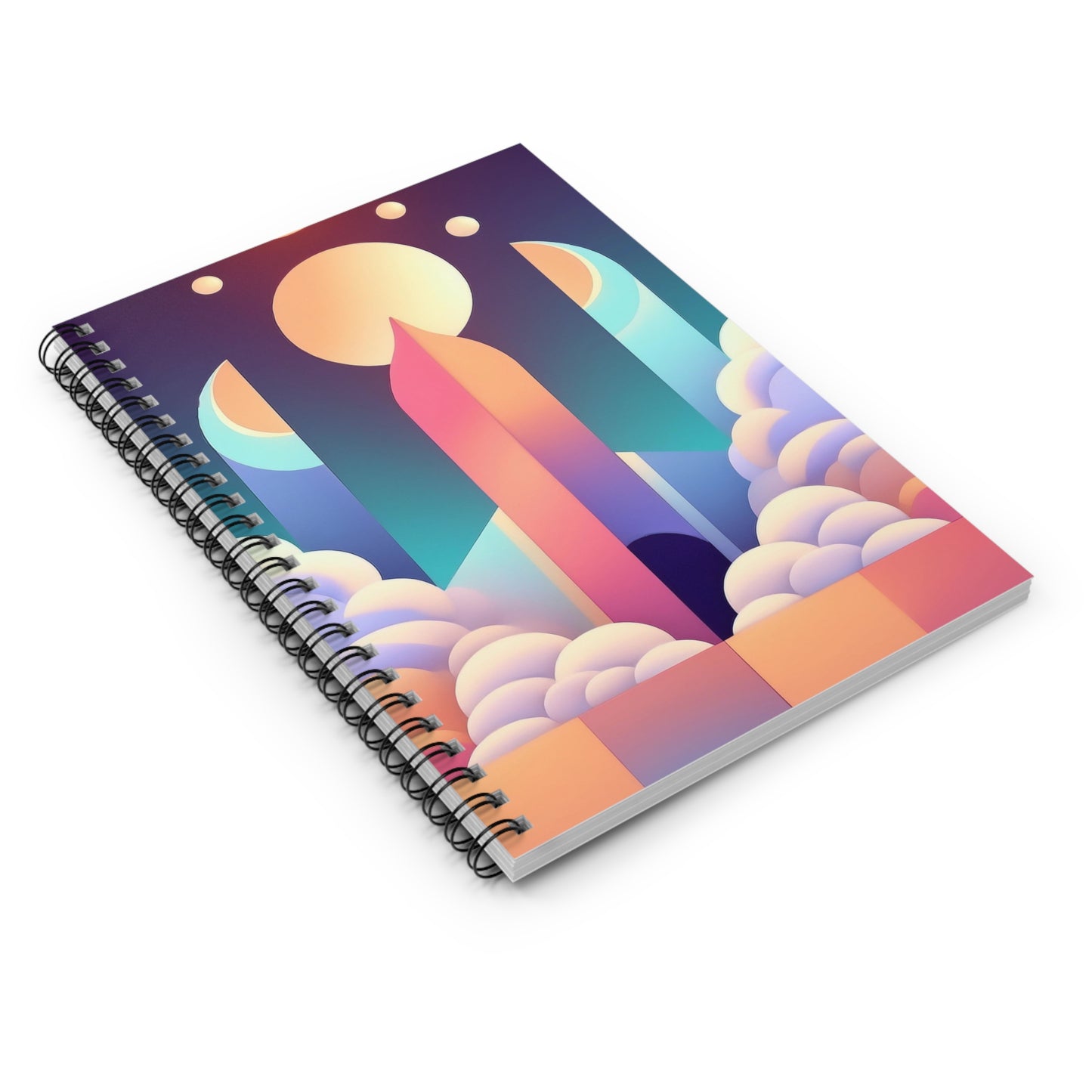 Cosmic Moon Phase Pastel Aesthetic Journal Dreamy Sky Spiral Notebook - Ruled Line