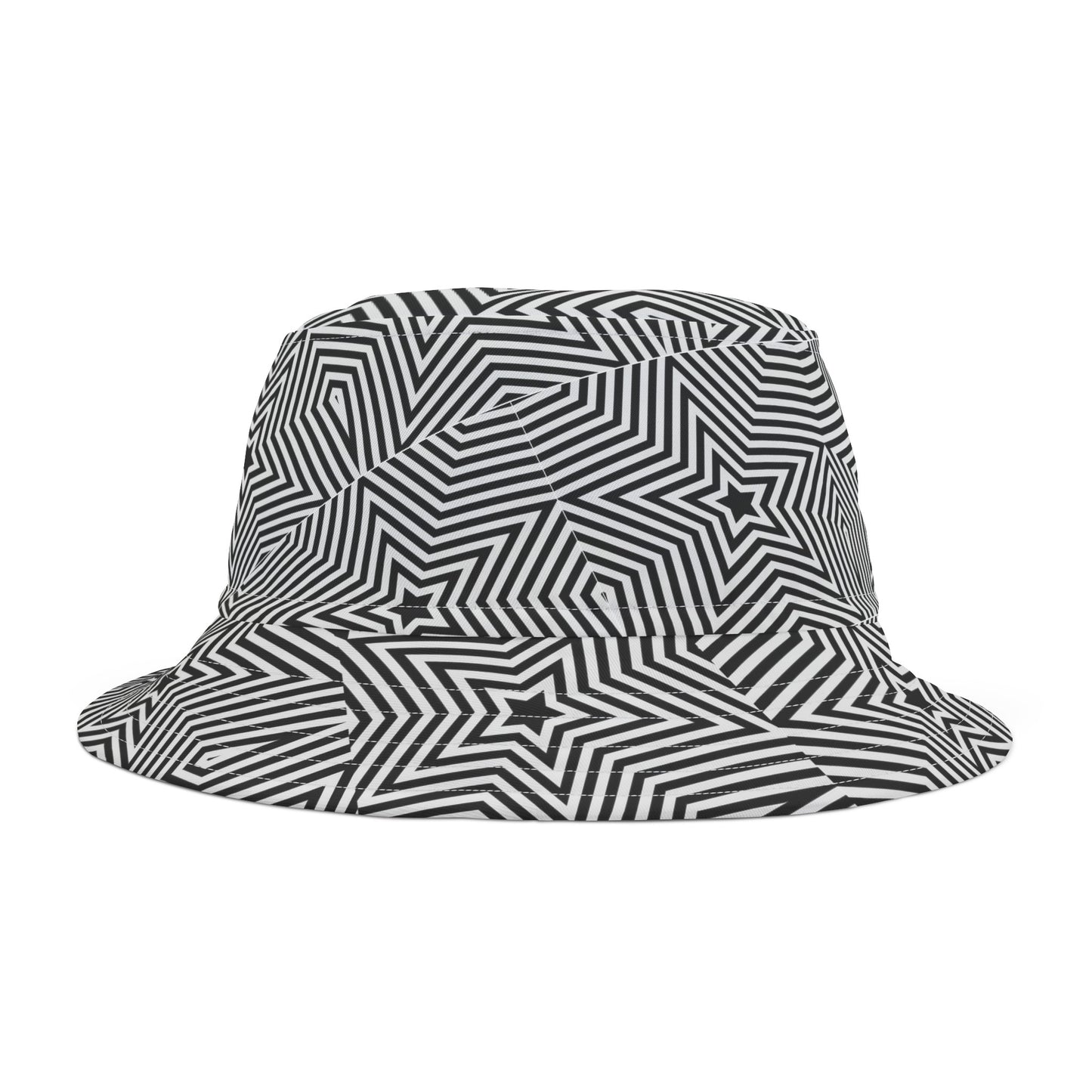 Black and White Star Bucket Hat Graphic Minimalist All Over Print Bucket Hat