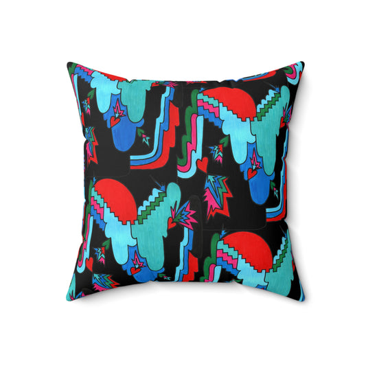 Pop Decoscape Moody Maximalist Abstract Artwork Throw Pillow | Jewel-Toned Eclectic Cushion