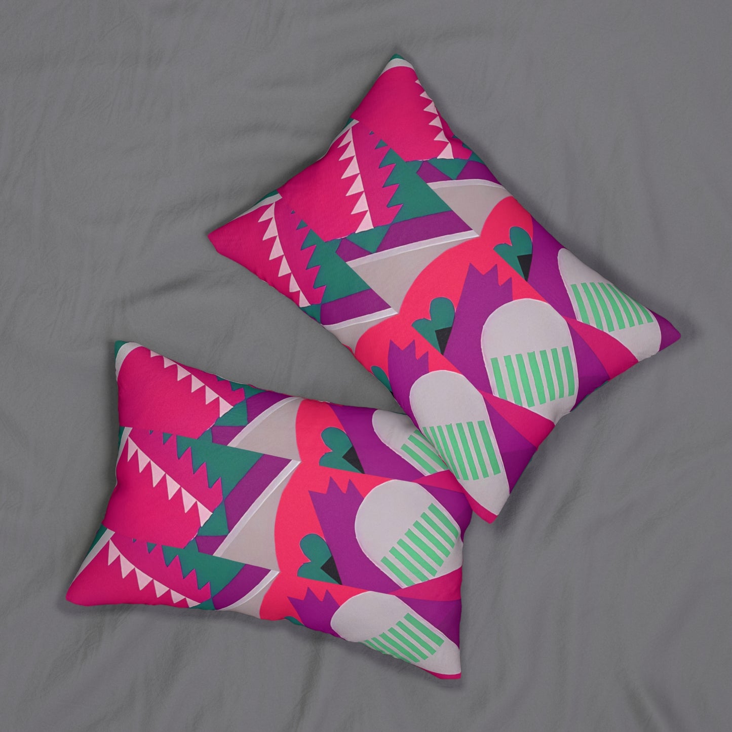 Kaleidoscope Reimagined Colorful Eclectic Lumbar Pillow | Abstract Maximalist Rectangular Cushion