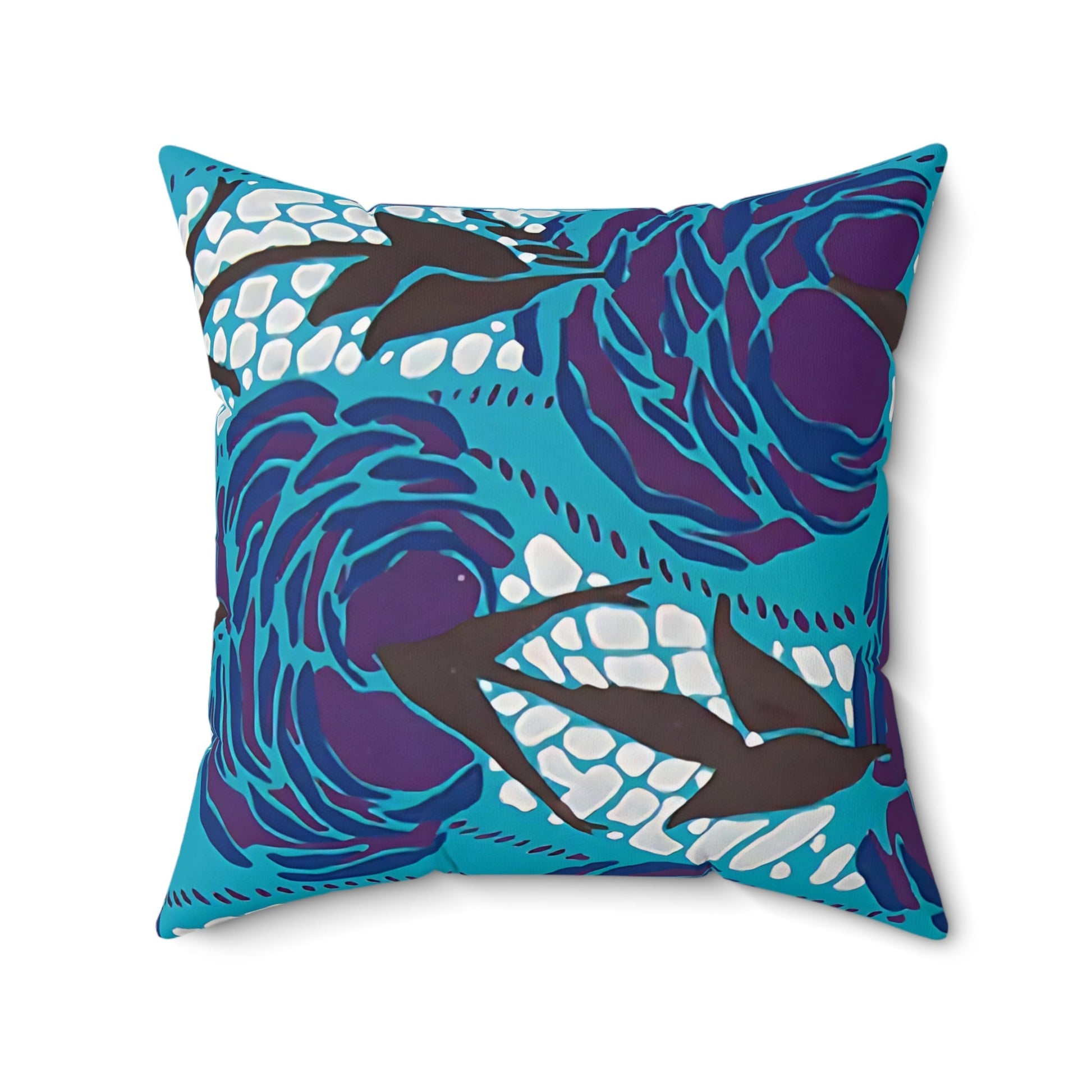 Abstract Art Deco Floral Blue Square Throw Pillows - POP DECO