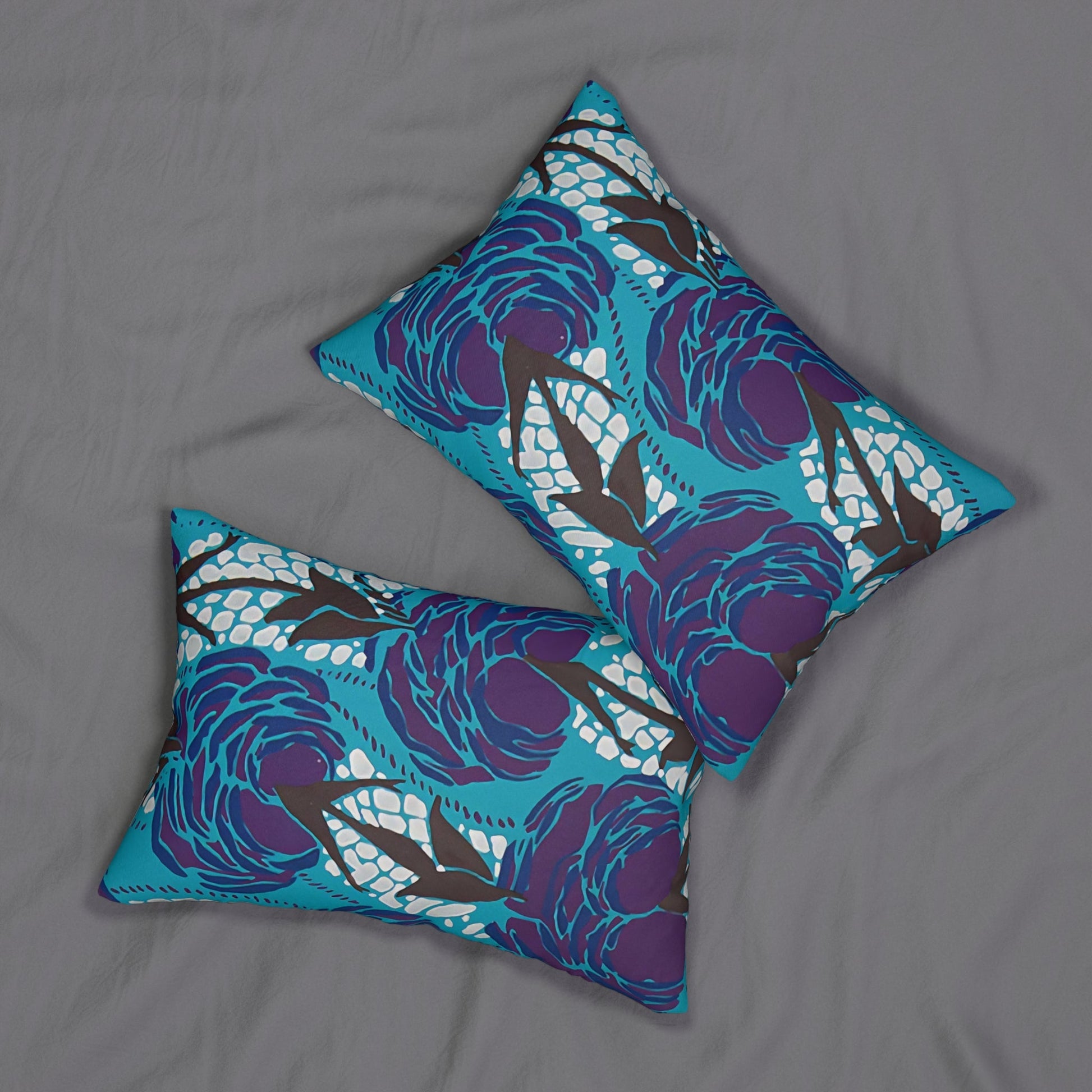 Abstract Floral Art Deco Rectangular Pillows | Eclectic Floral Accent Lumbar Pillows - POP DECO