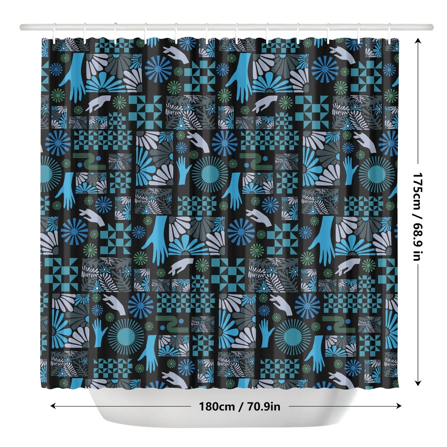 Abstract Geometric Colorful Hand Silhouette Pattern Shower Curtain - POP DECO