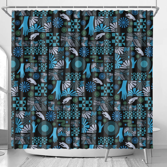 Abstract Geometric Colorful Hand Silhouette Pattern Shower Curtain - POP DECO