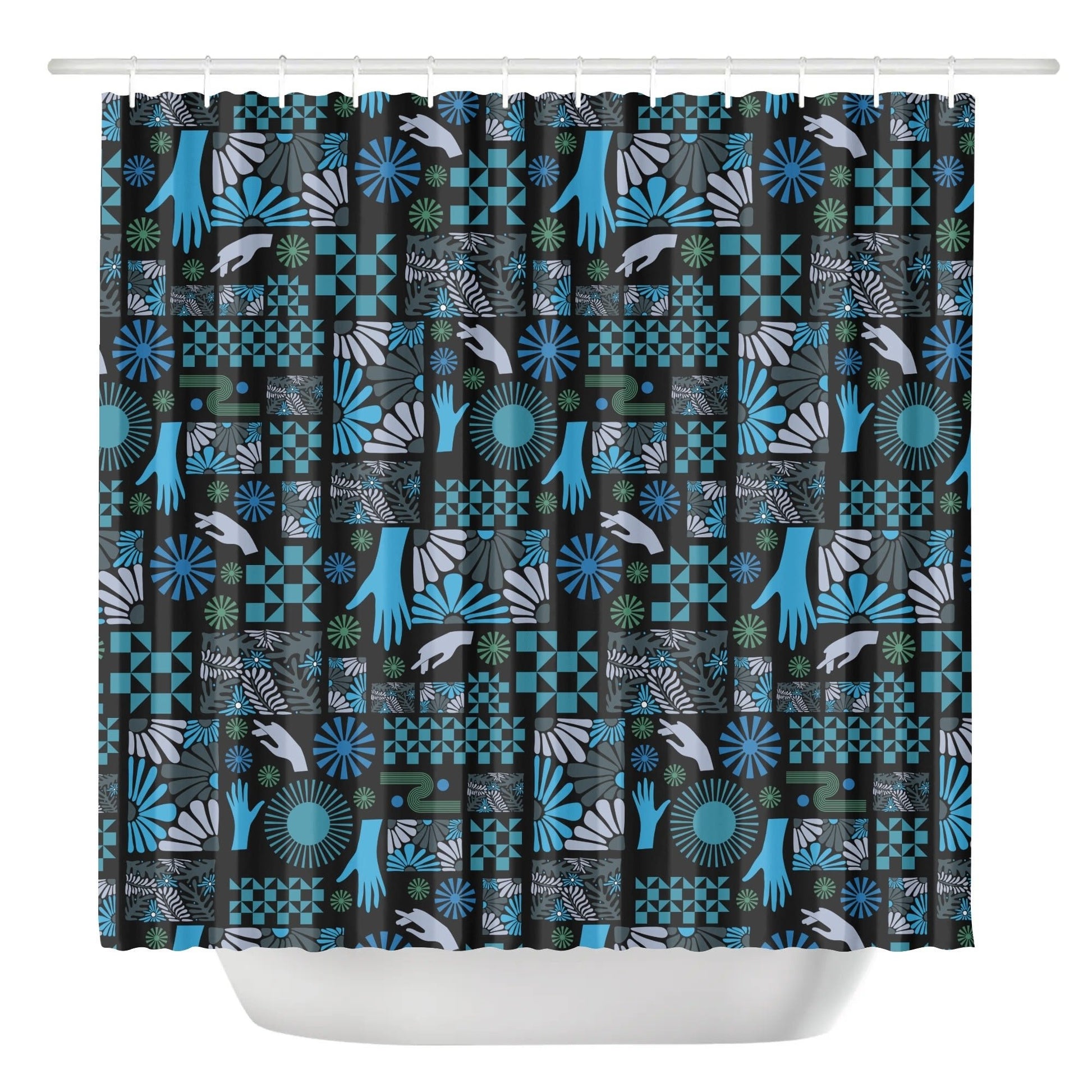 Abstract Geometric Colorful Hand Silhouette Pattern Shower Curtain - POP DECO