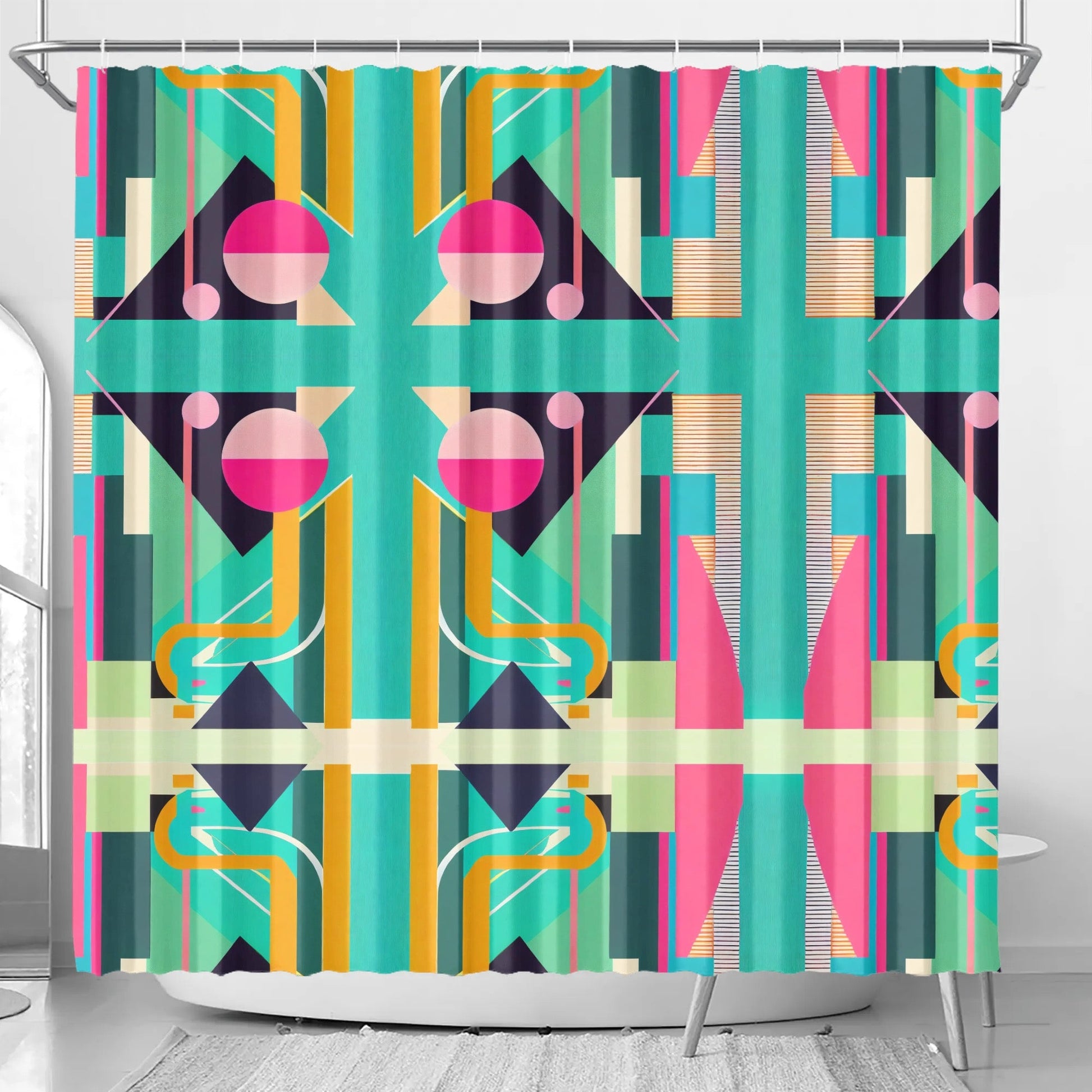 Abstract Geometric Colorful Retro Aesthetic Modern Boho Art Deco Inspired Shower Curtain - POP DECO