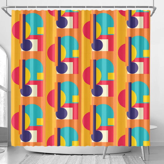 Abstract Geometric Colorful Retro Aesthetic Modern Boho Art Deco Inspired Shower Curtain - POP DECO