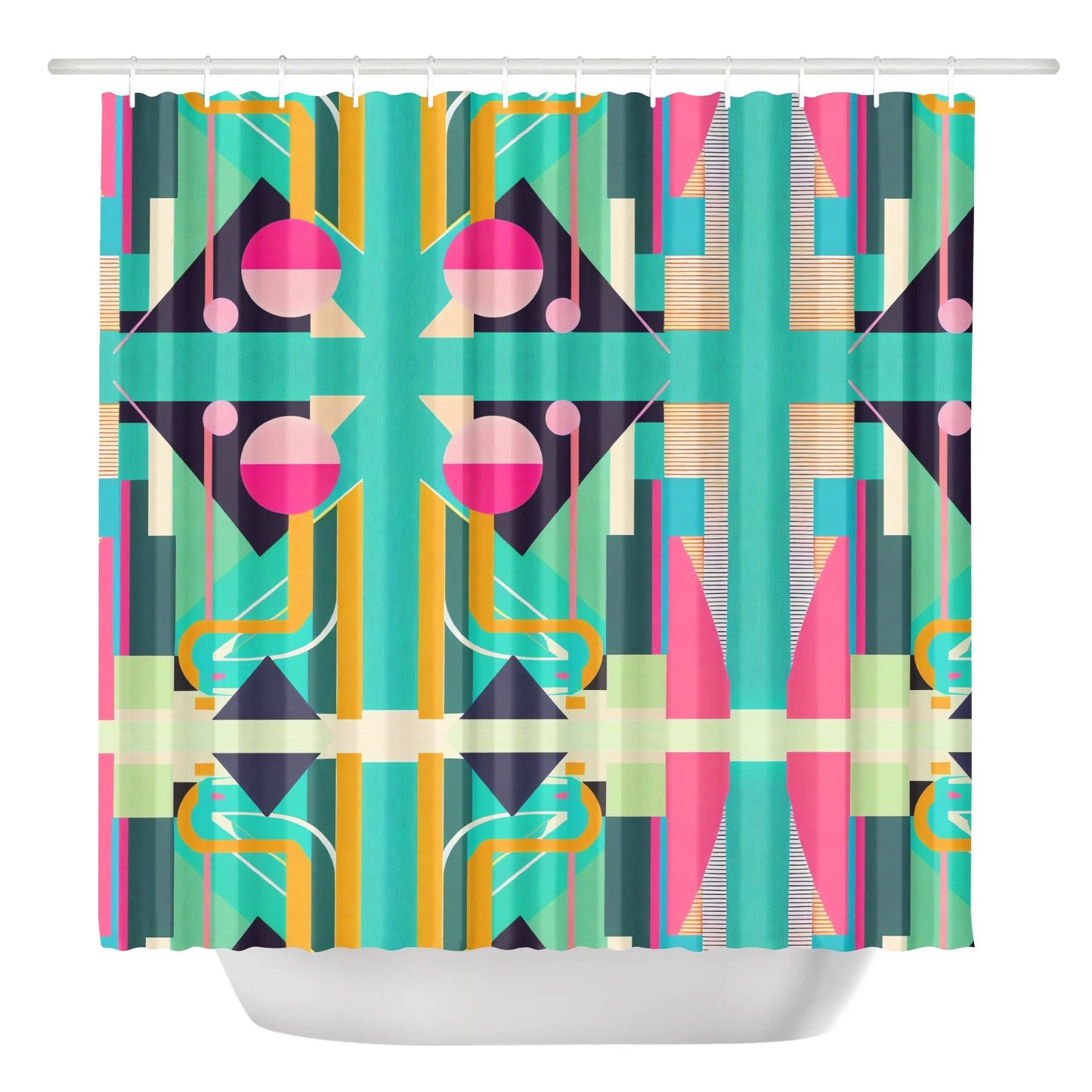 Abstract Geometric Colorful Retro Aesthetic Modern Boho Art Deco Inspired Shower Curtain - POP DECO