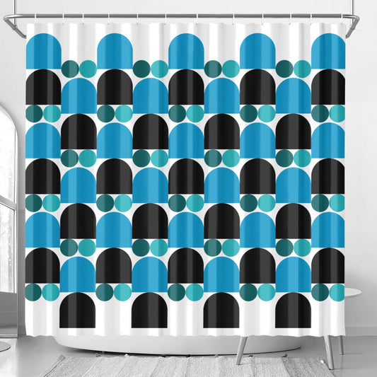 Abstract Geometric Colorful Retro Aesthetic Modern Boho Art Deco Inspired Shower Curtain - POP DECO