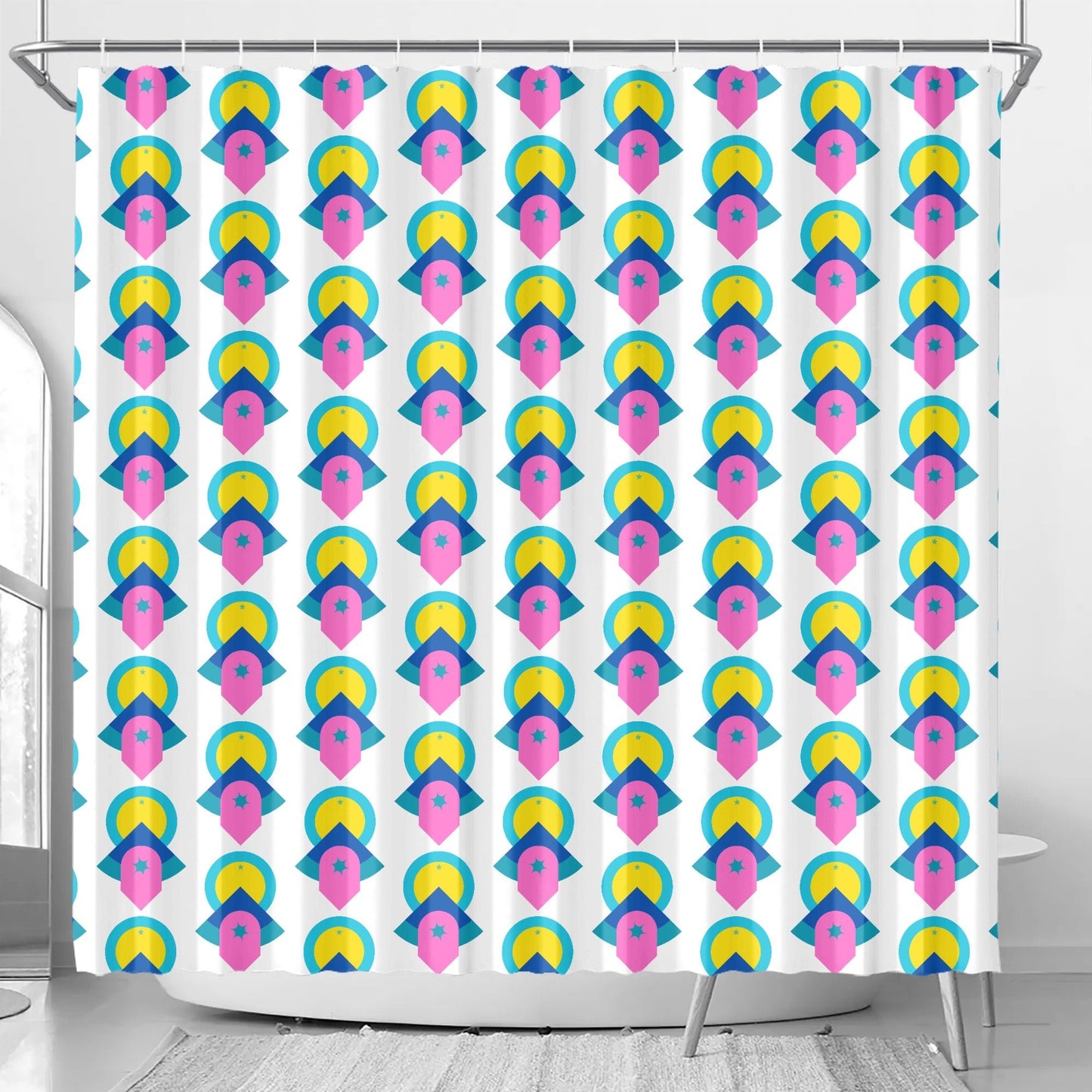 Abstract Geometric Colorful Retro Aesthetic Modern Boho Art Deco Inspired Shower Curtain - POP DECO