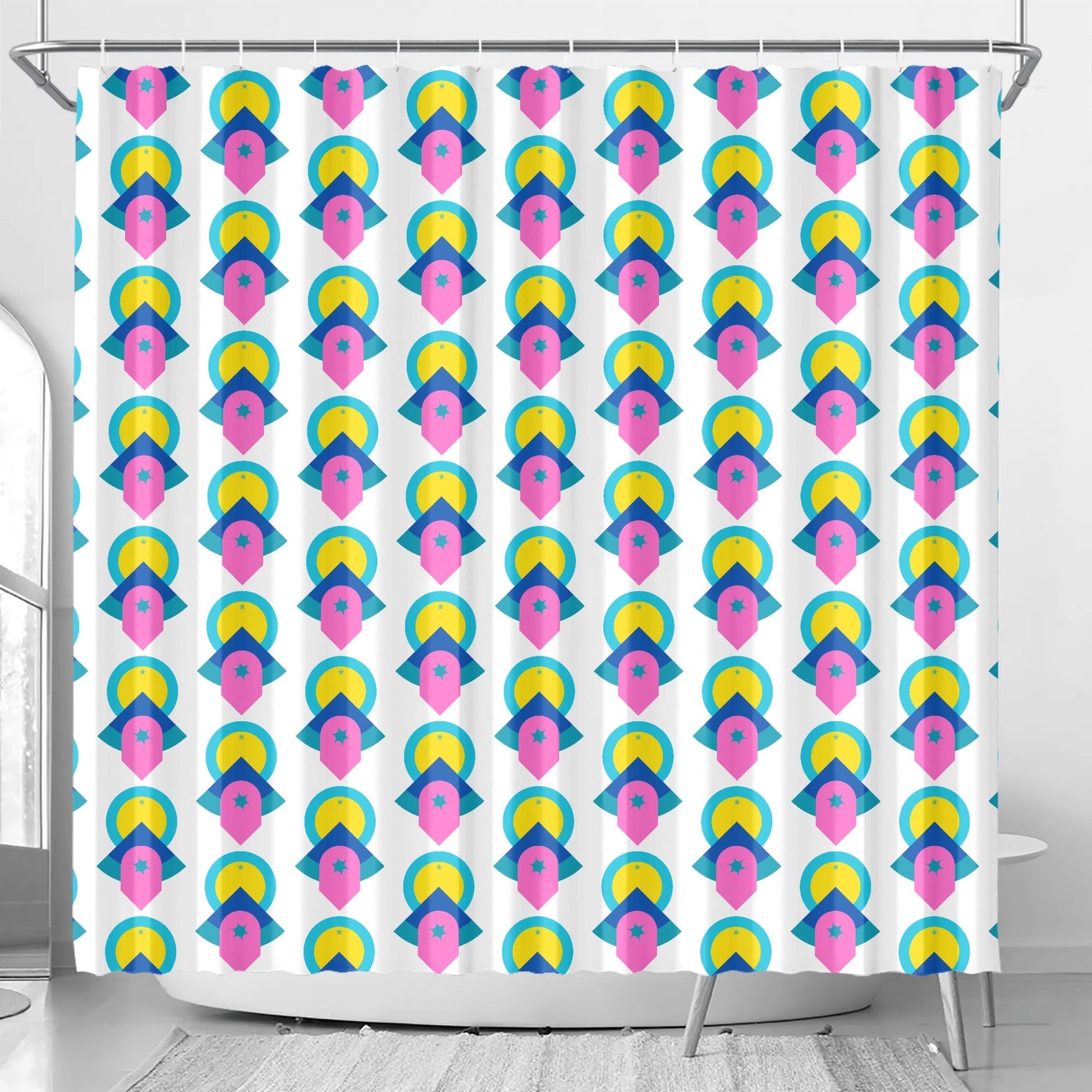 Abstract Geometric Colorful Retro Aesthetic Modern Boho Art Deco Inspired Shower Curtain - POP DECO