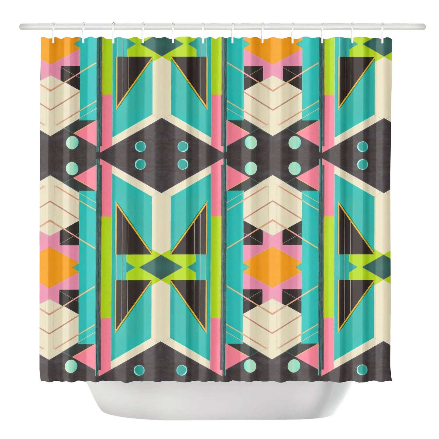 Abstract Geometric Colorful Retro Aesthetic Modern Boho Art Deco Inspired Shower Curtain - POP DECO